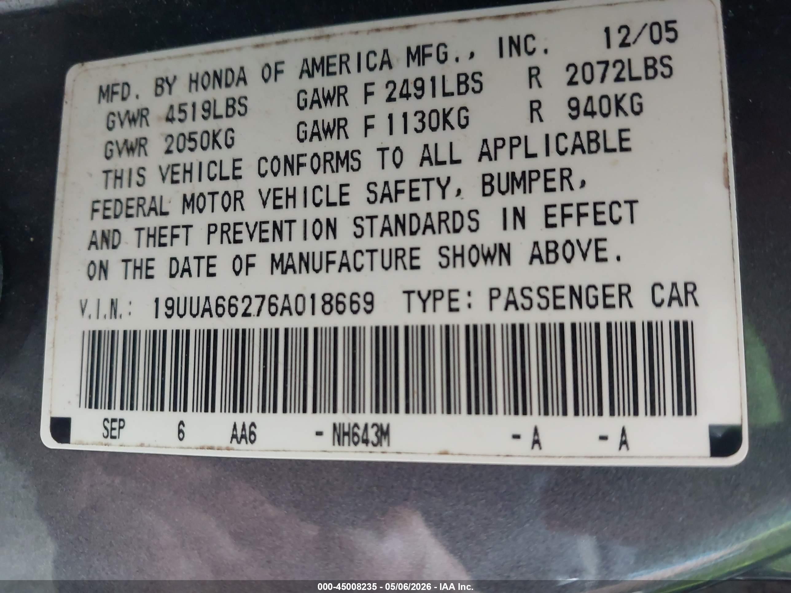 ACURA TL image 9