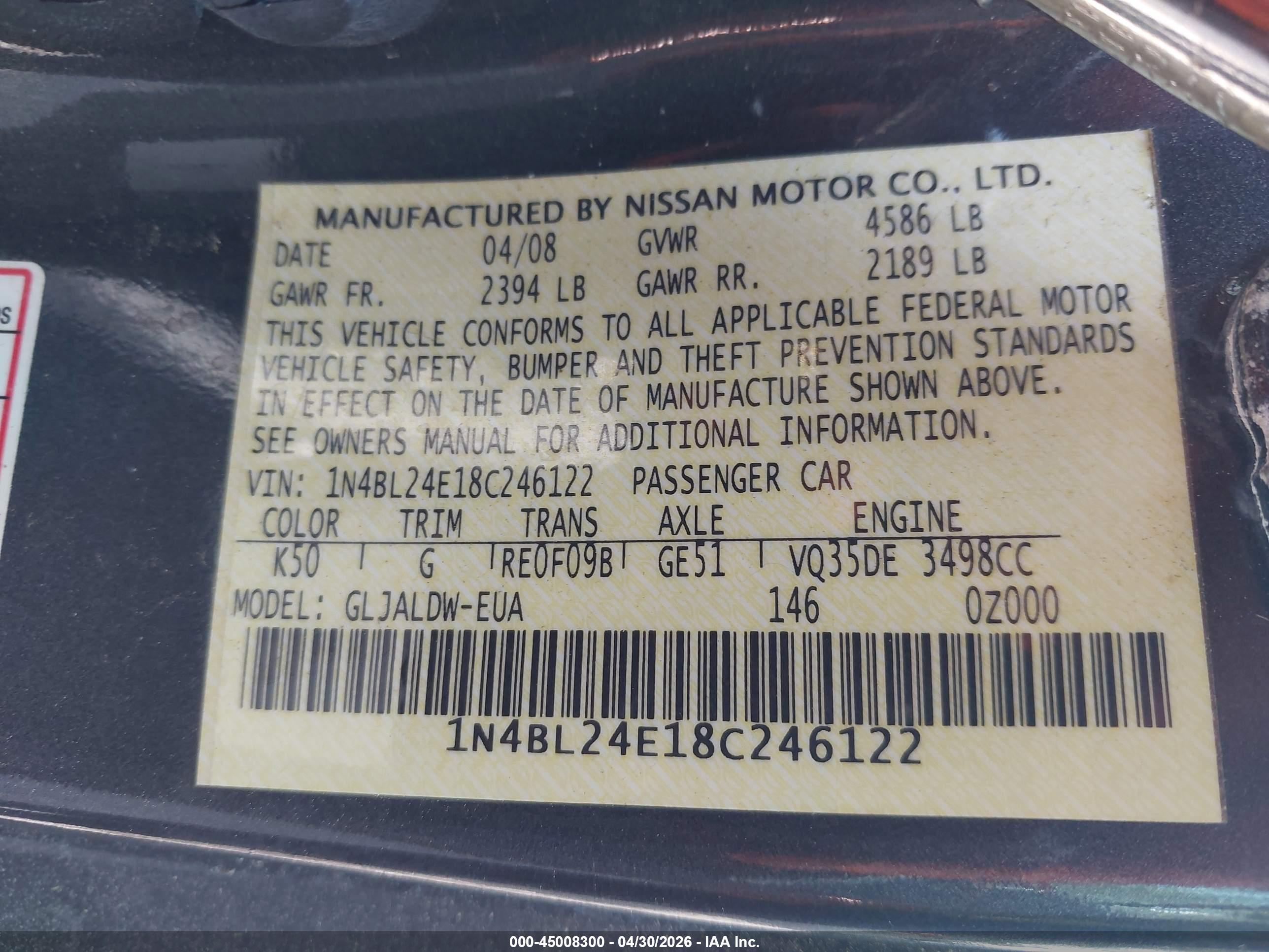NISSAN ALTIMA image 9