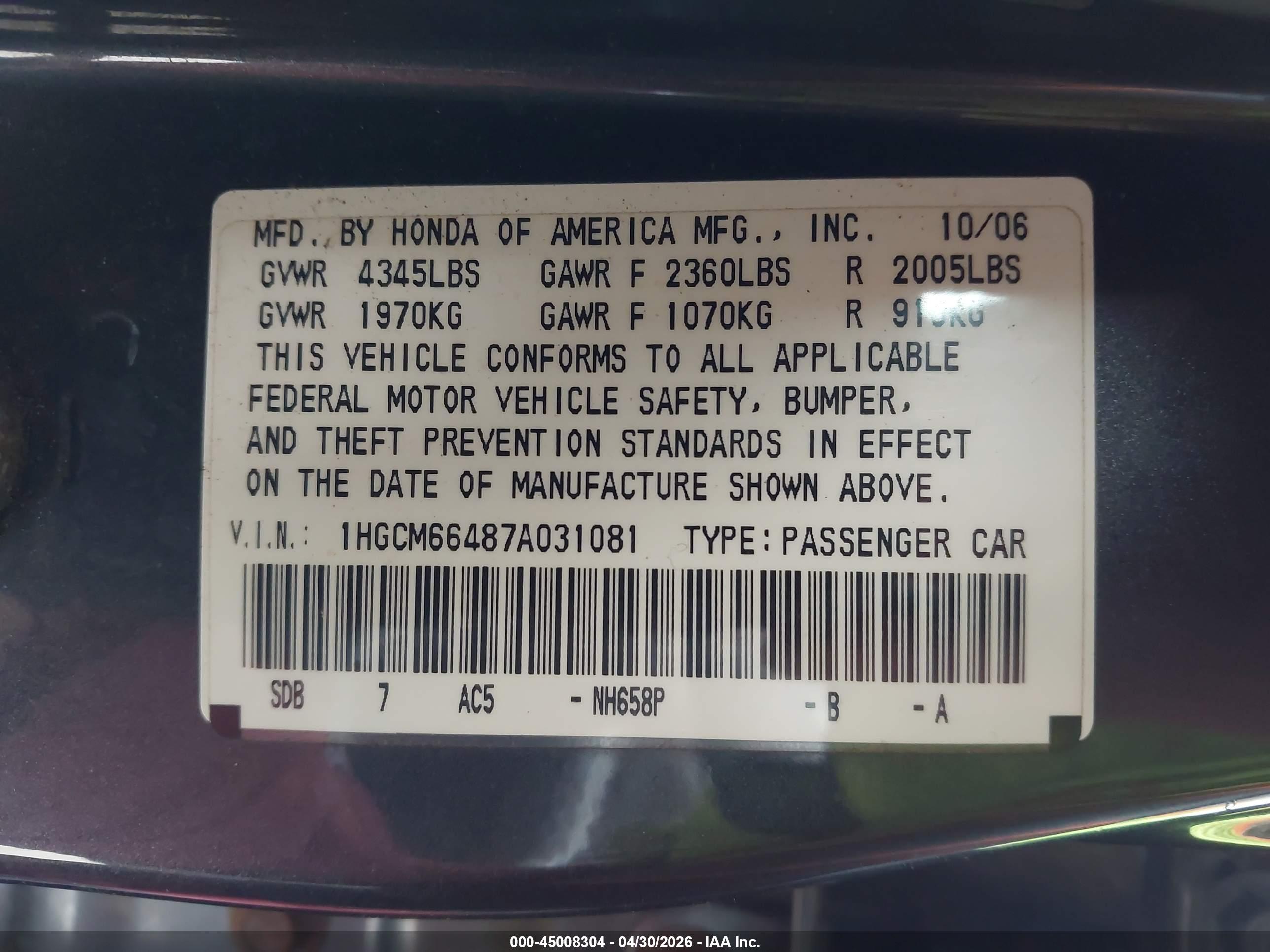 HONDA ACCORD image 9