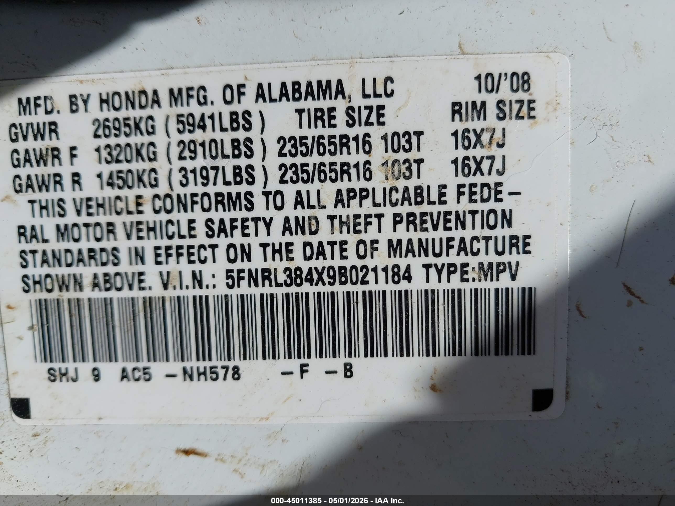 HONDA ODYSSEY image 9