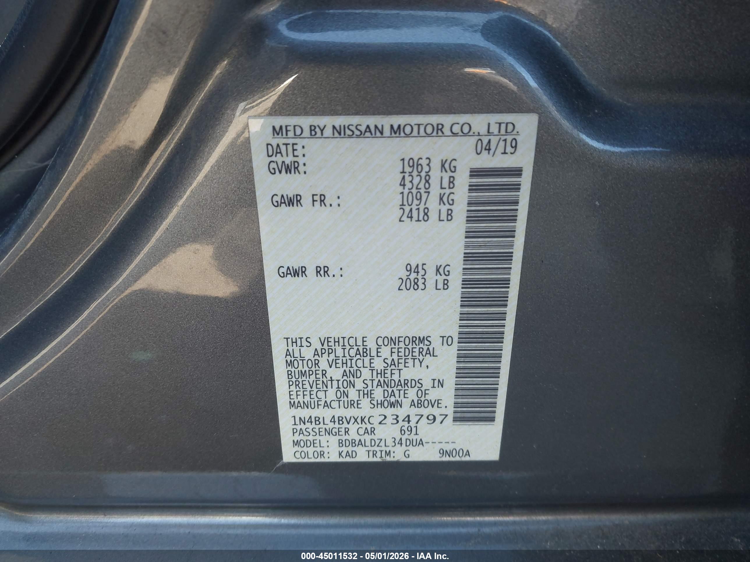 NISSAN ALTIMA image 9