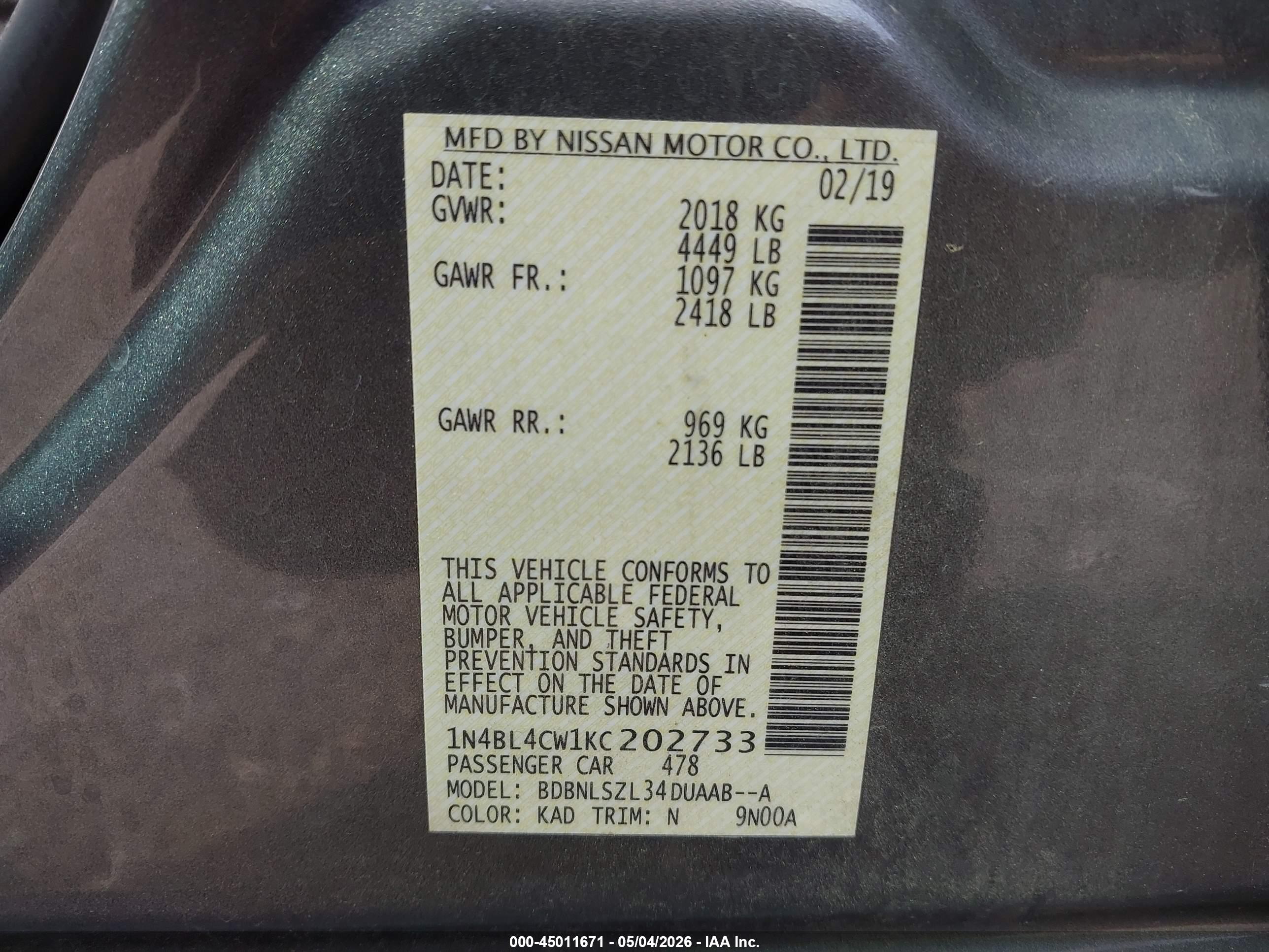 NISSAN ALTIMA image 9