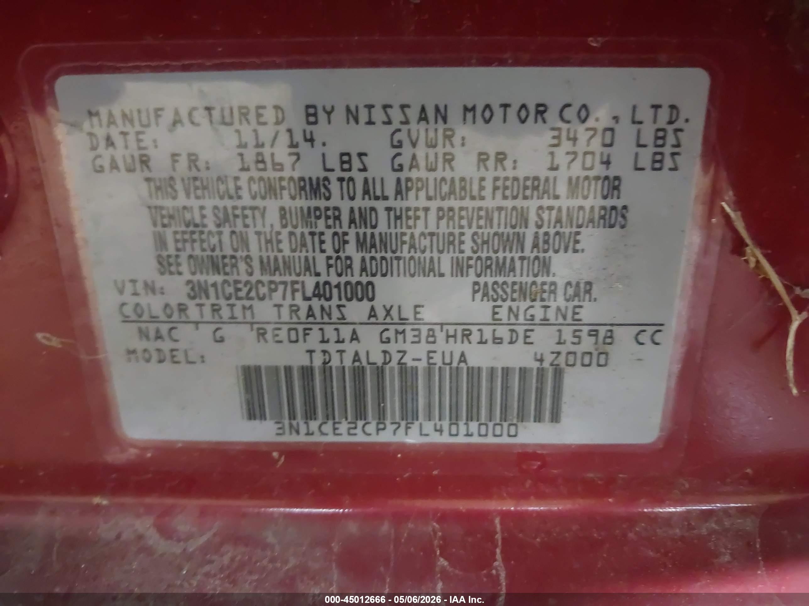 NISSAN VERSA image 9