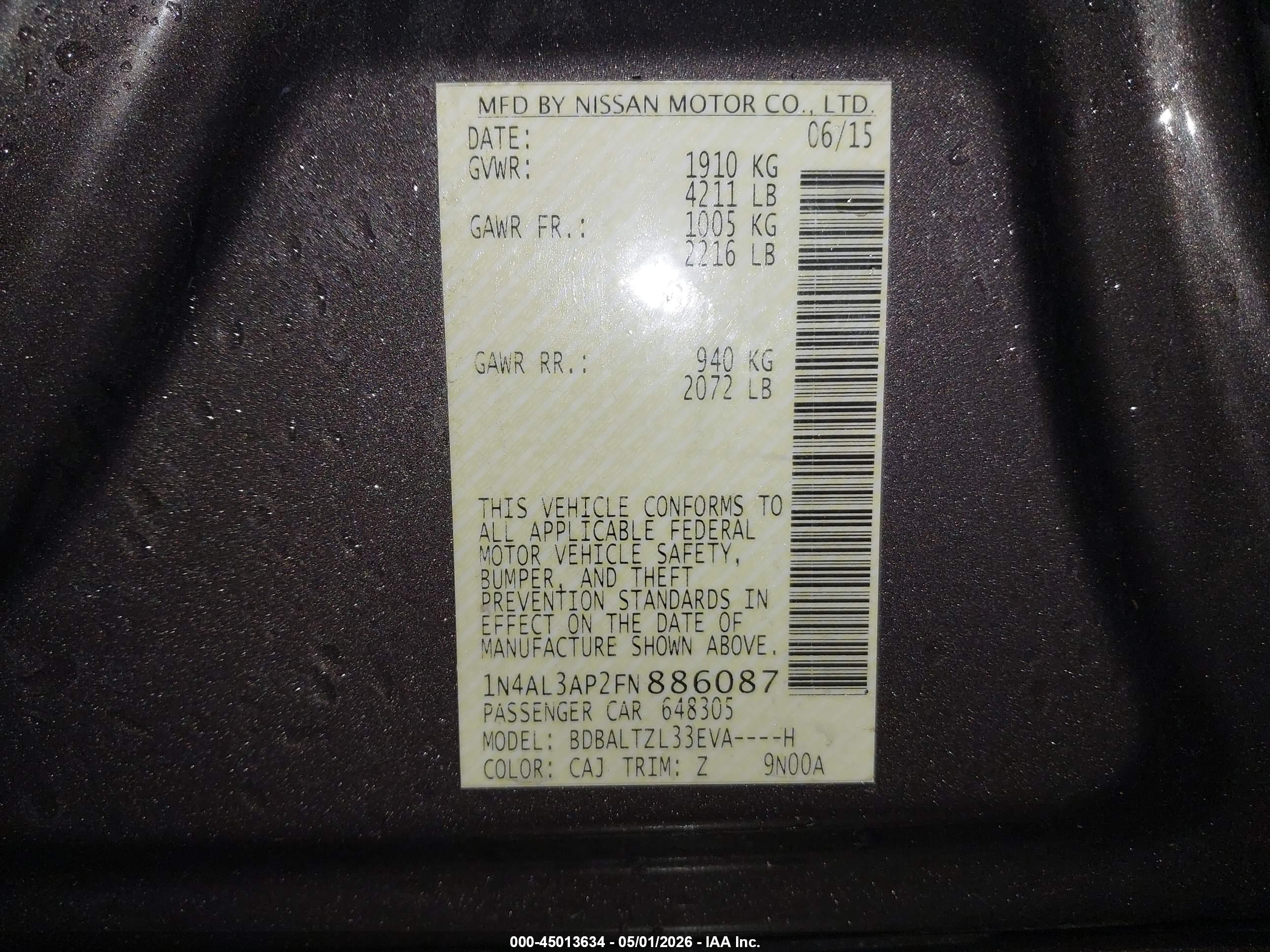 NISSAN ALTIMA image 9