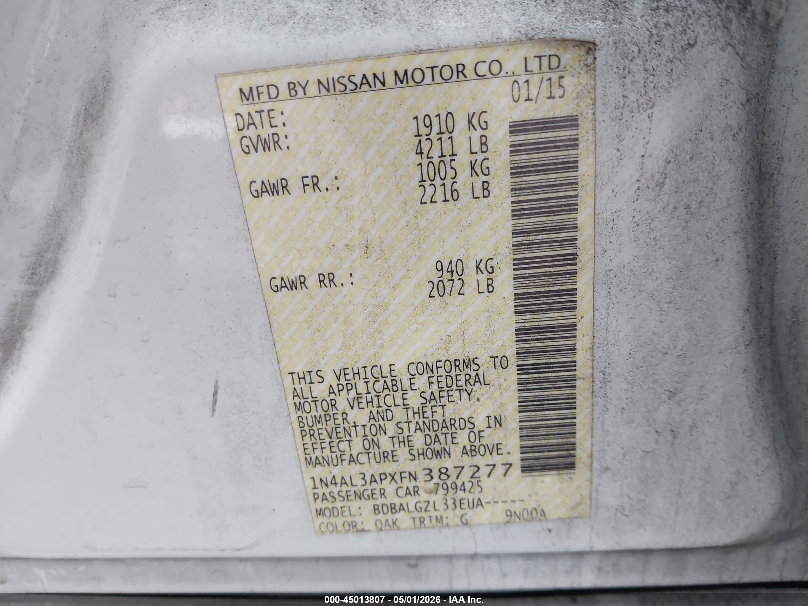 NISSAN ALTIMA image 9
