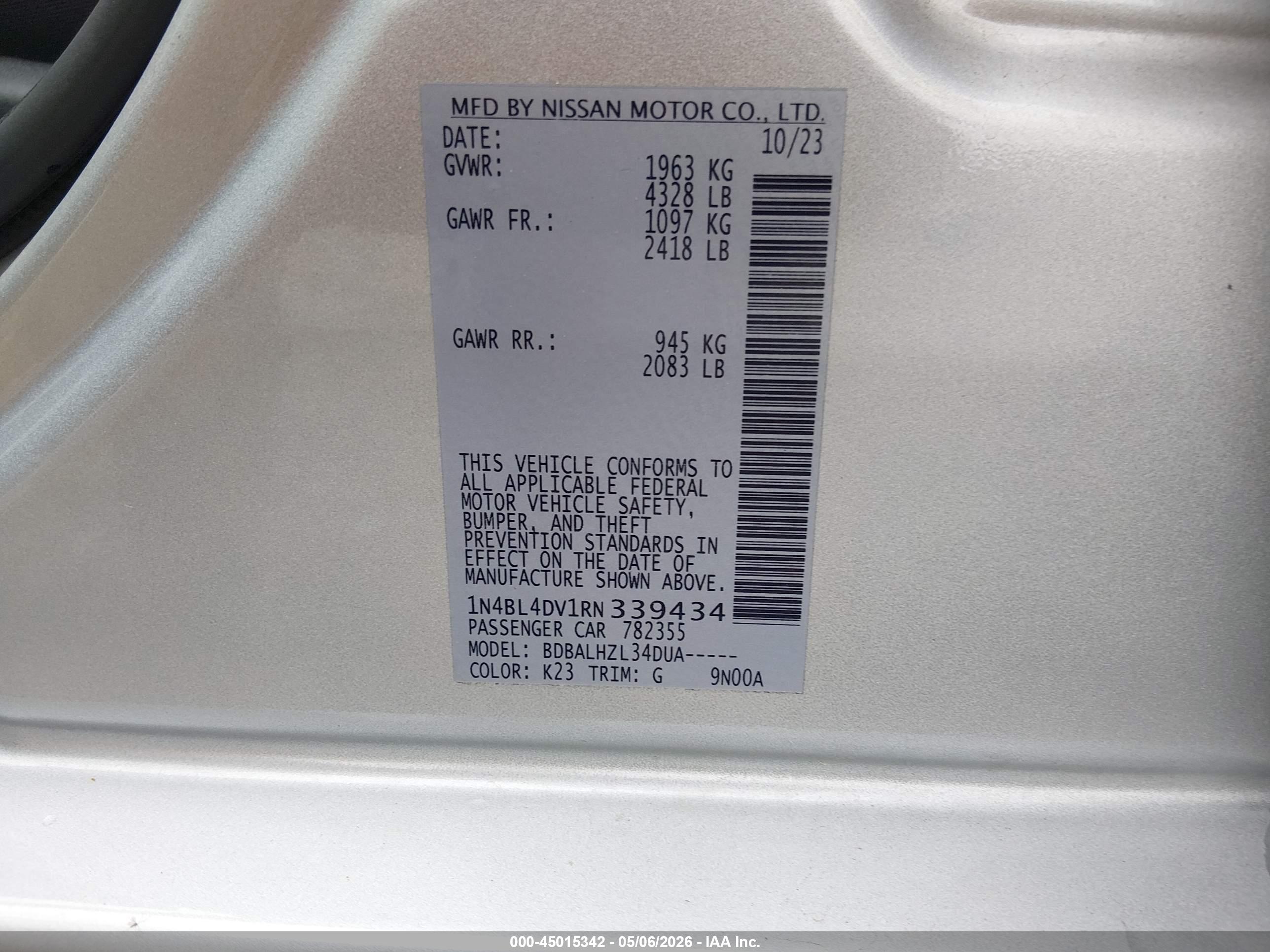 NISSAN ALTIMA image 9