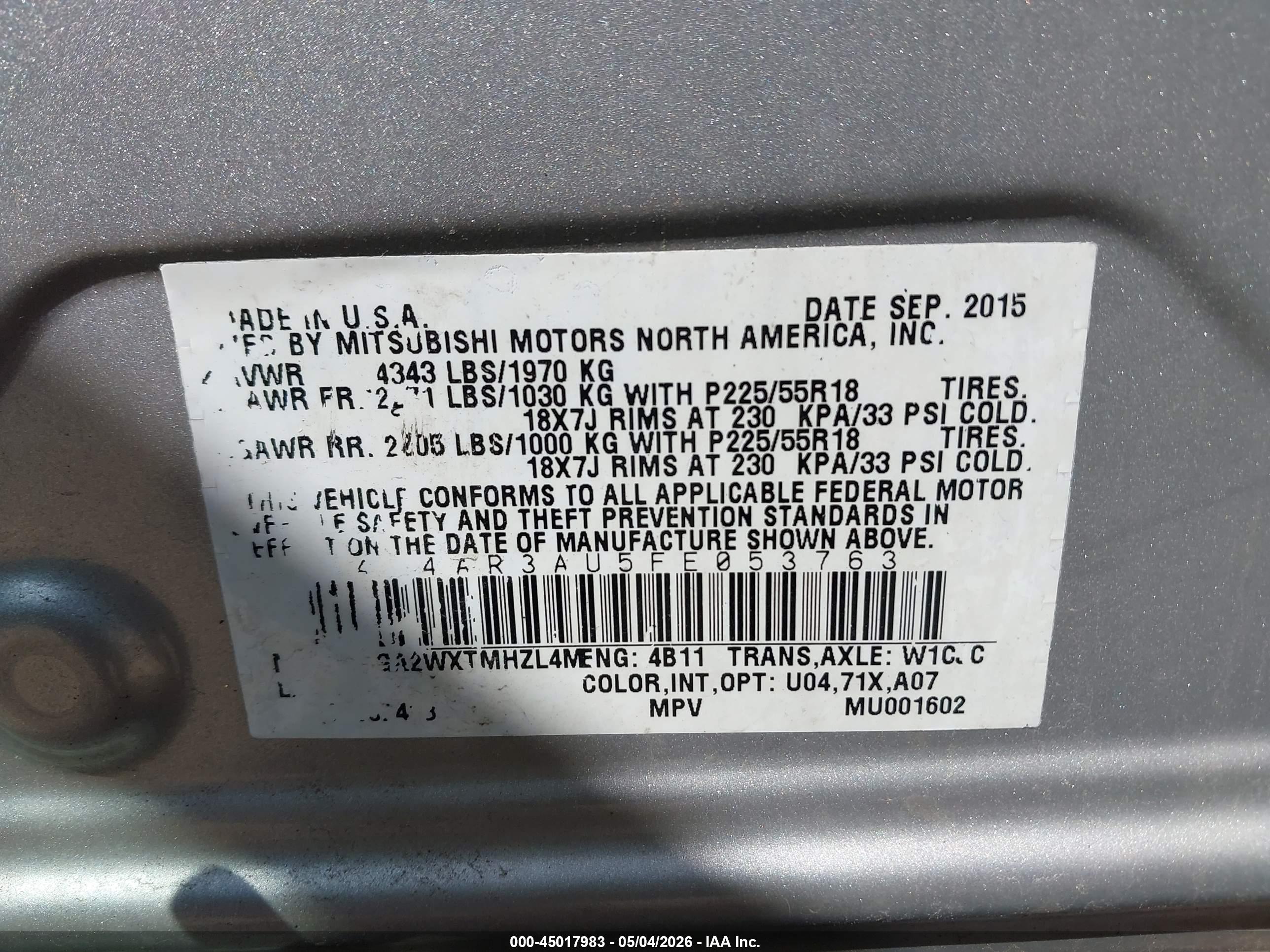 MITSUBISHI OUTLANDER image 9