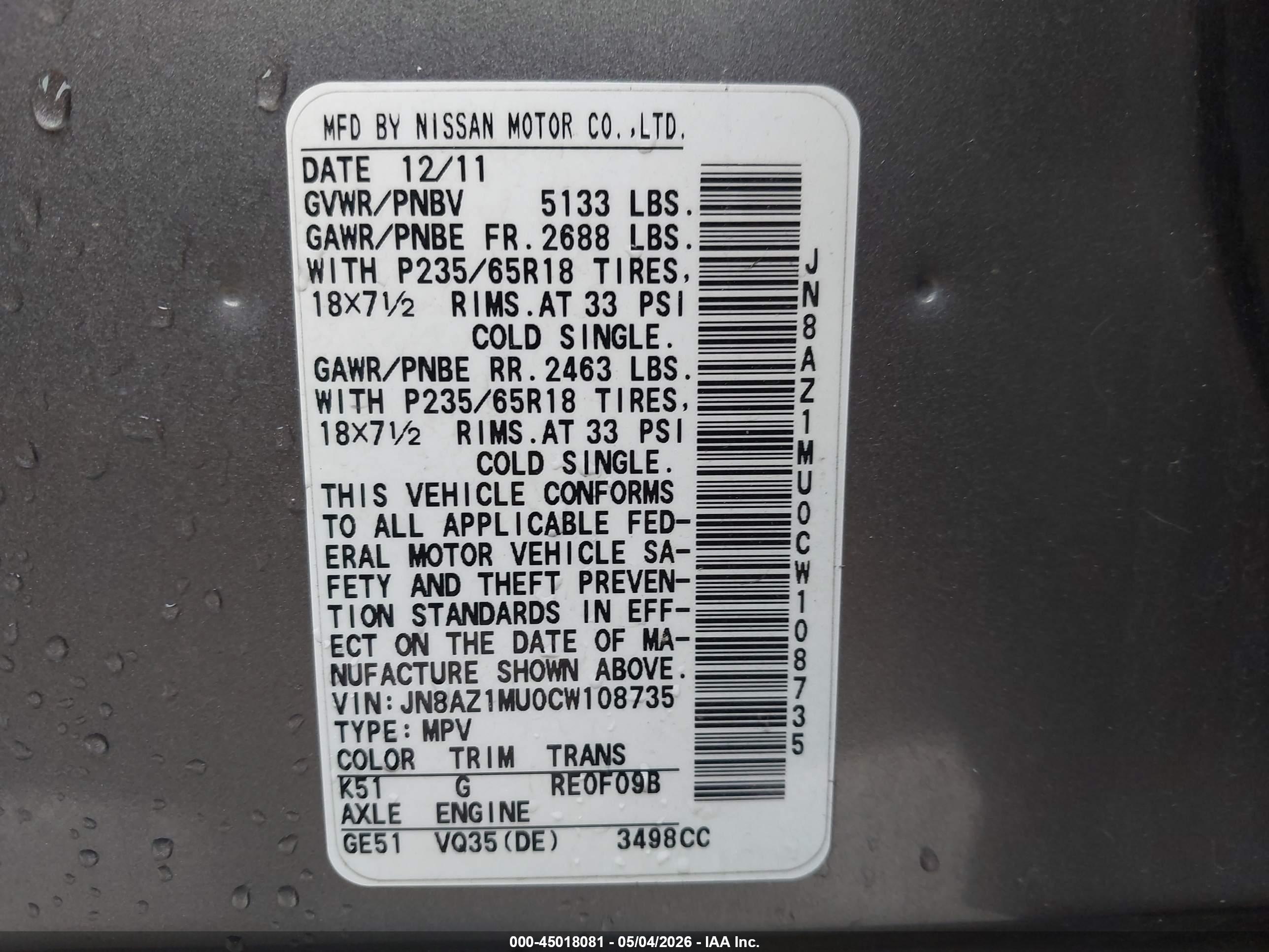 NISSAN MURANO image 9
