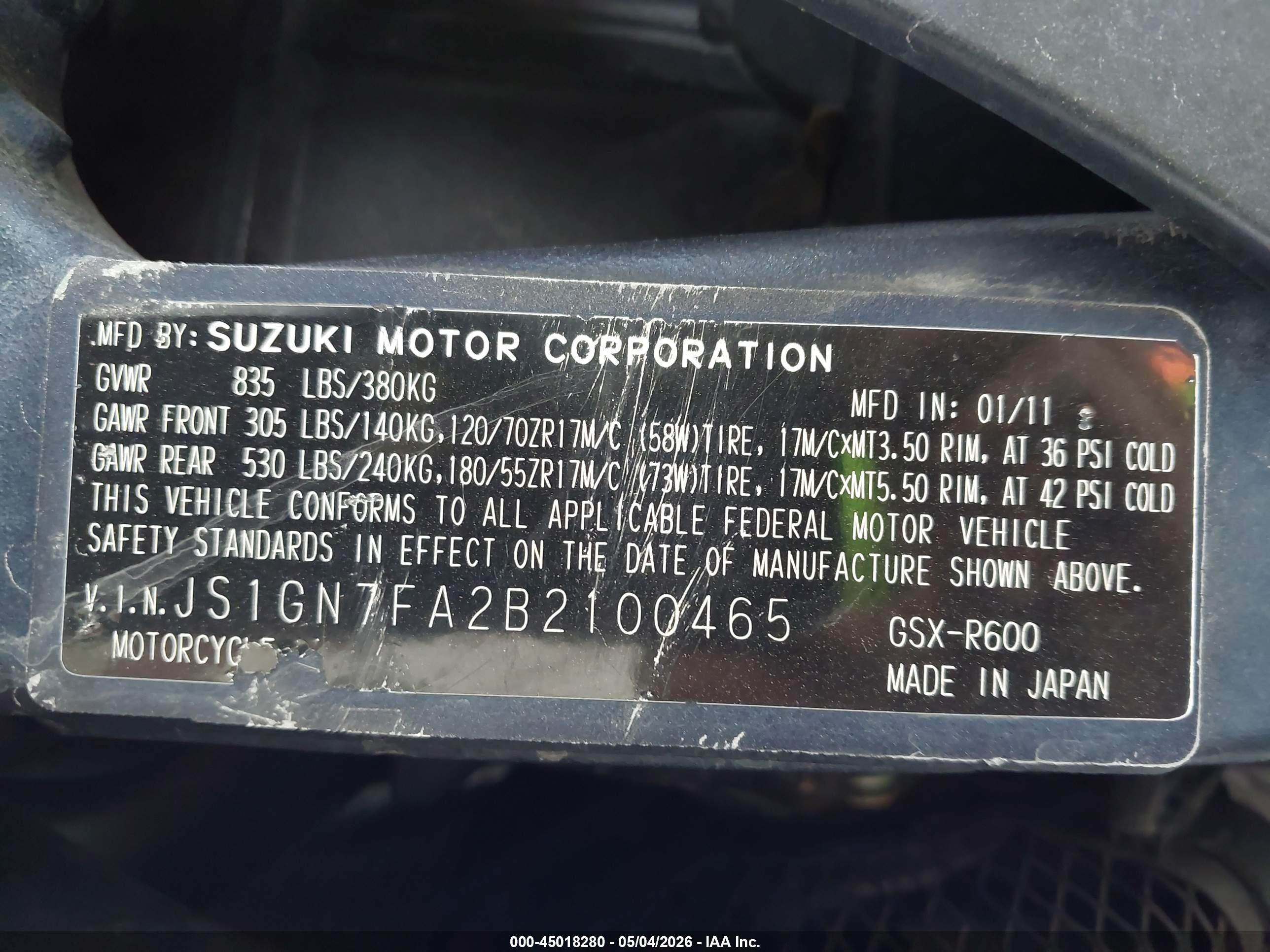 SUZUKI GSX-R600 image 10