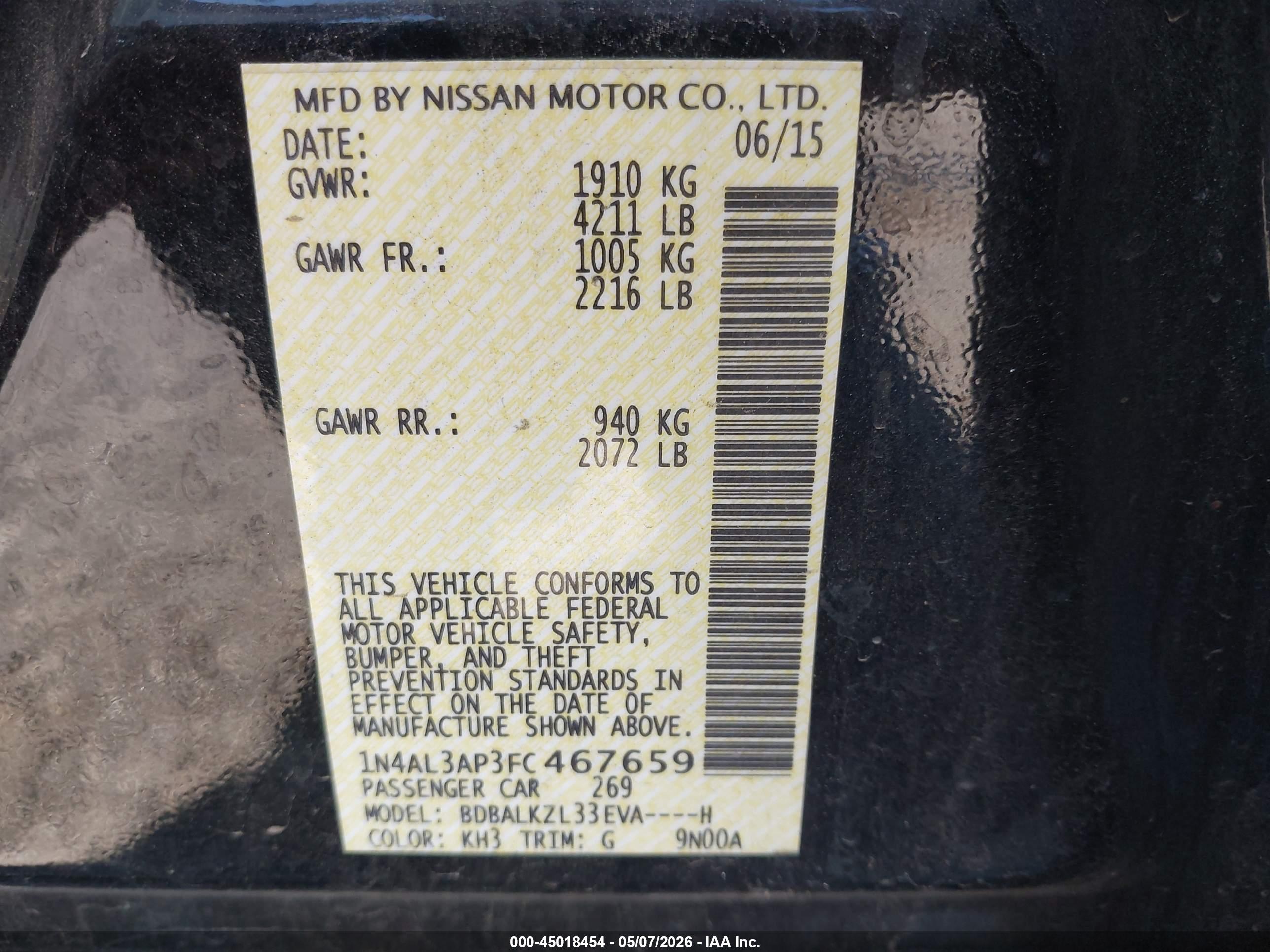 NISSAN ALTIMA image 9