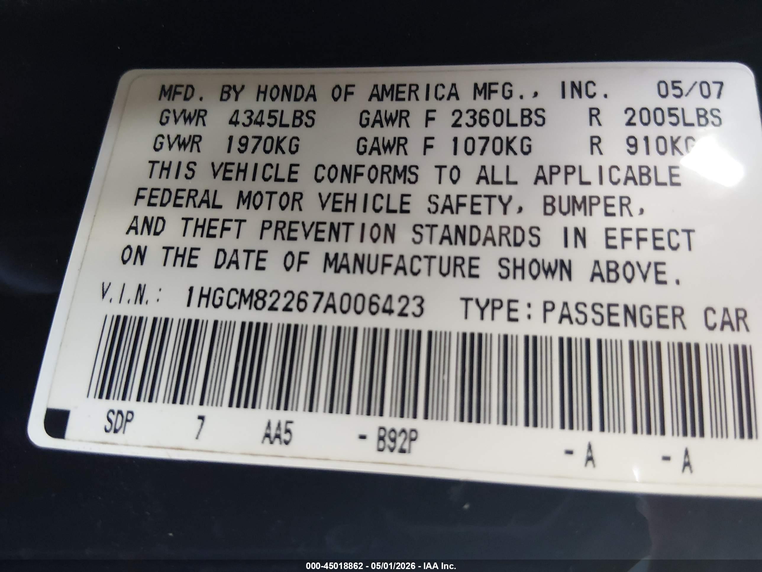 HONDA ACCORD image 9