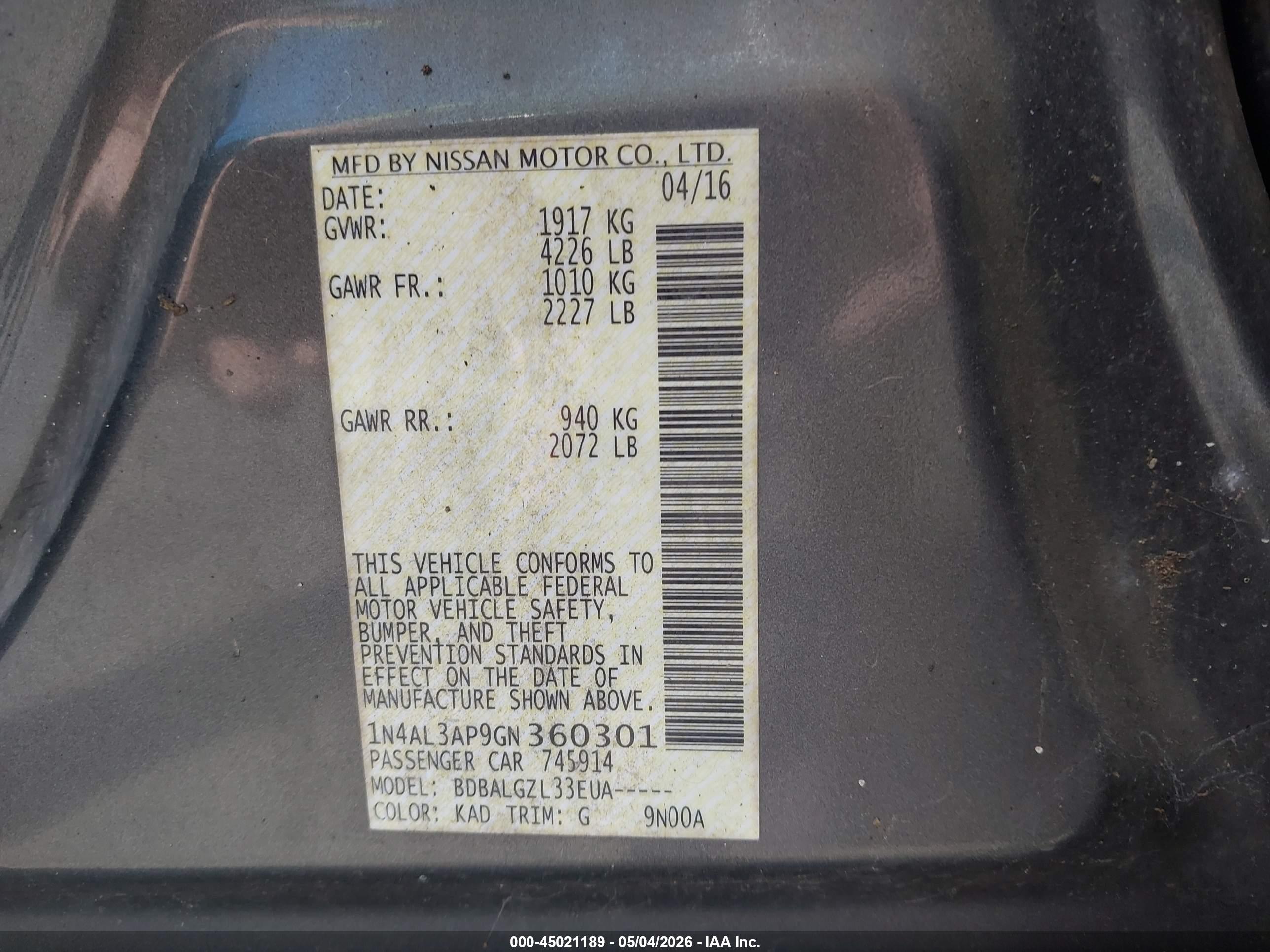 NISSAN ALTIMA image 9