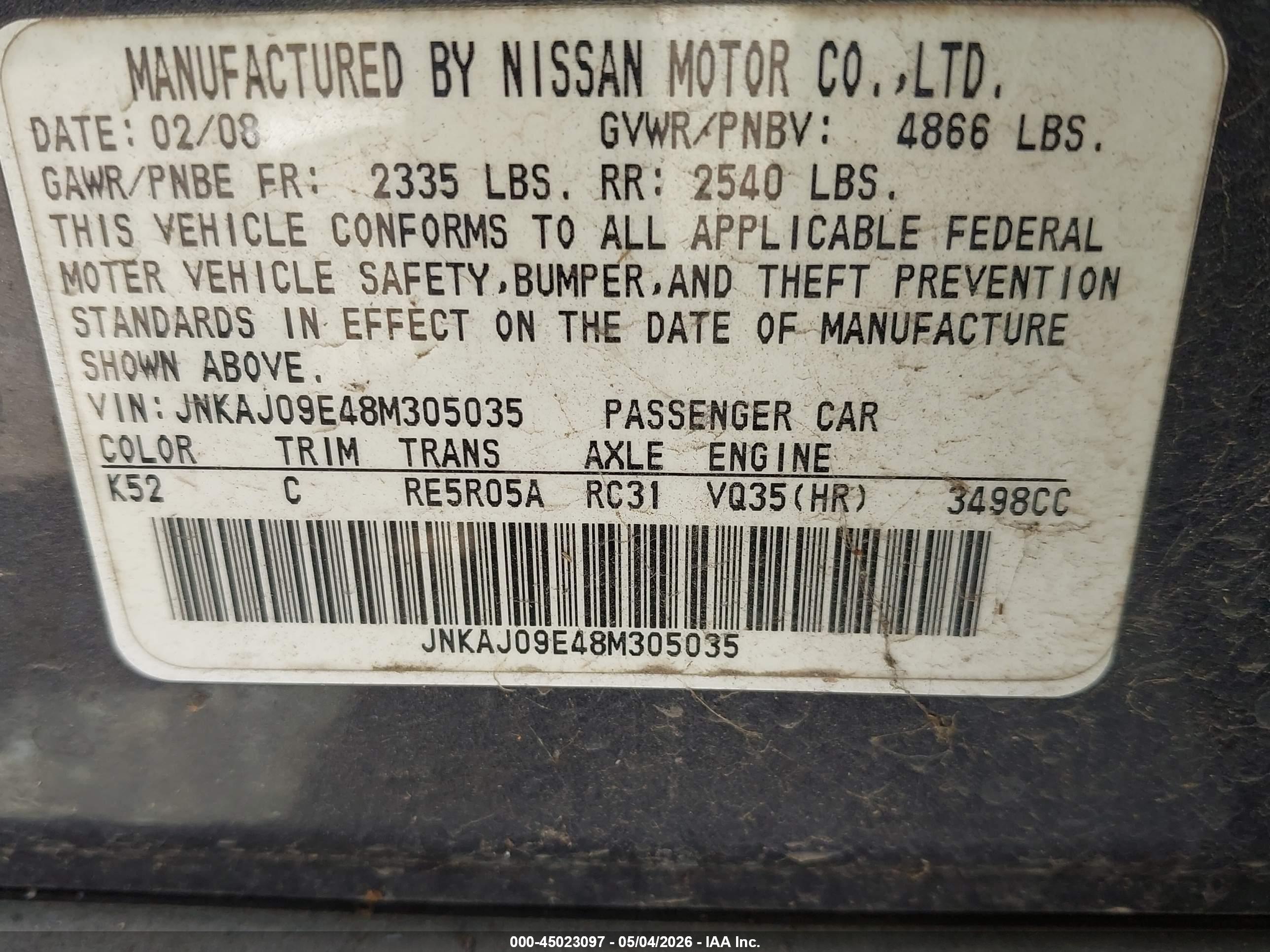 INFINITI EX35 image 9