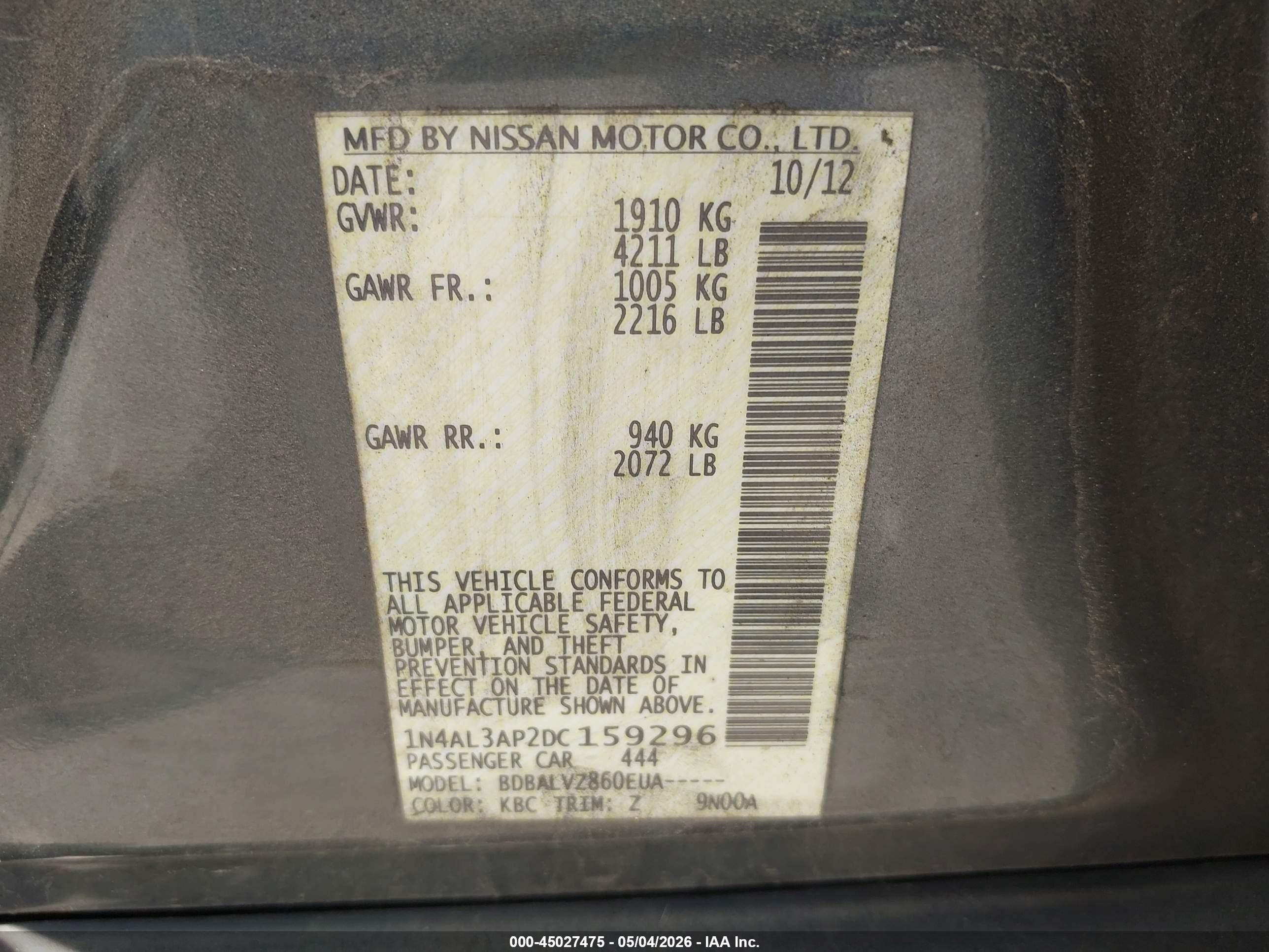 NISSAN ALTIMA image 9