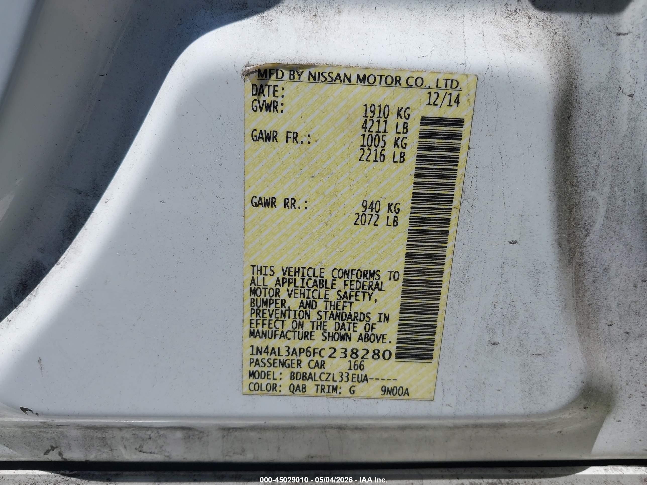 NISSAN ALTIMA image 9
