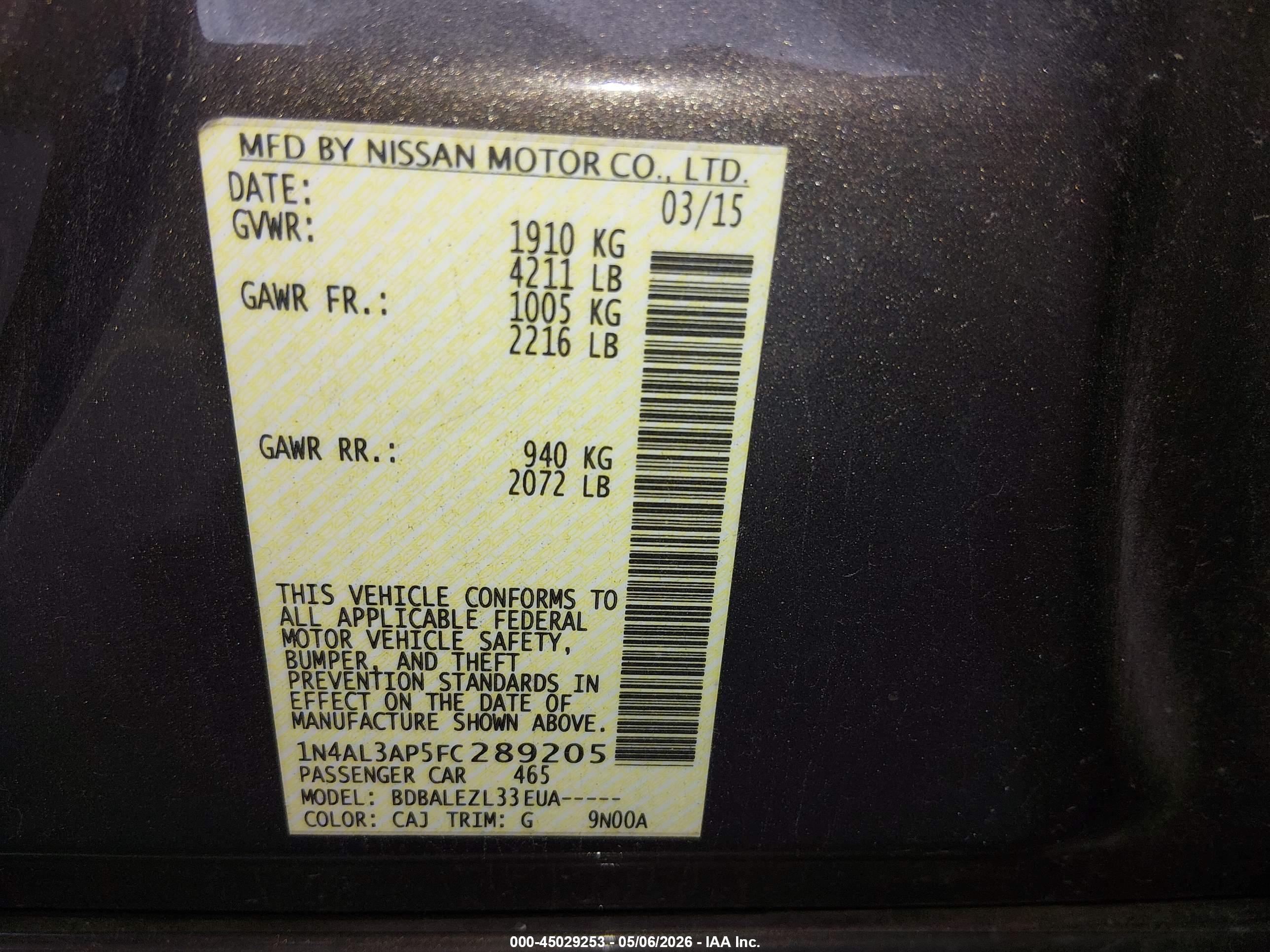NISSAN ALTIMA image 9