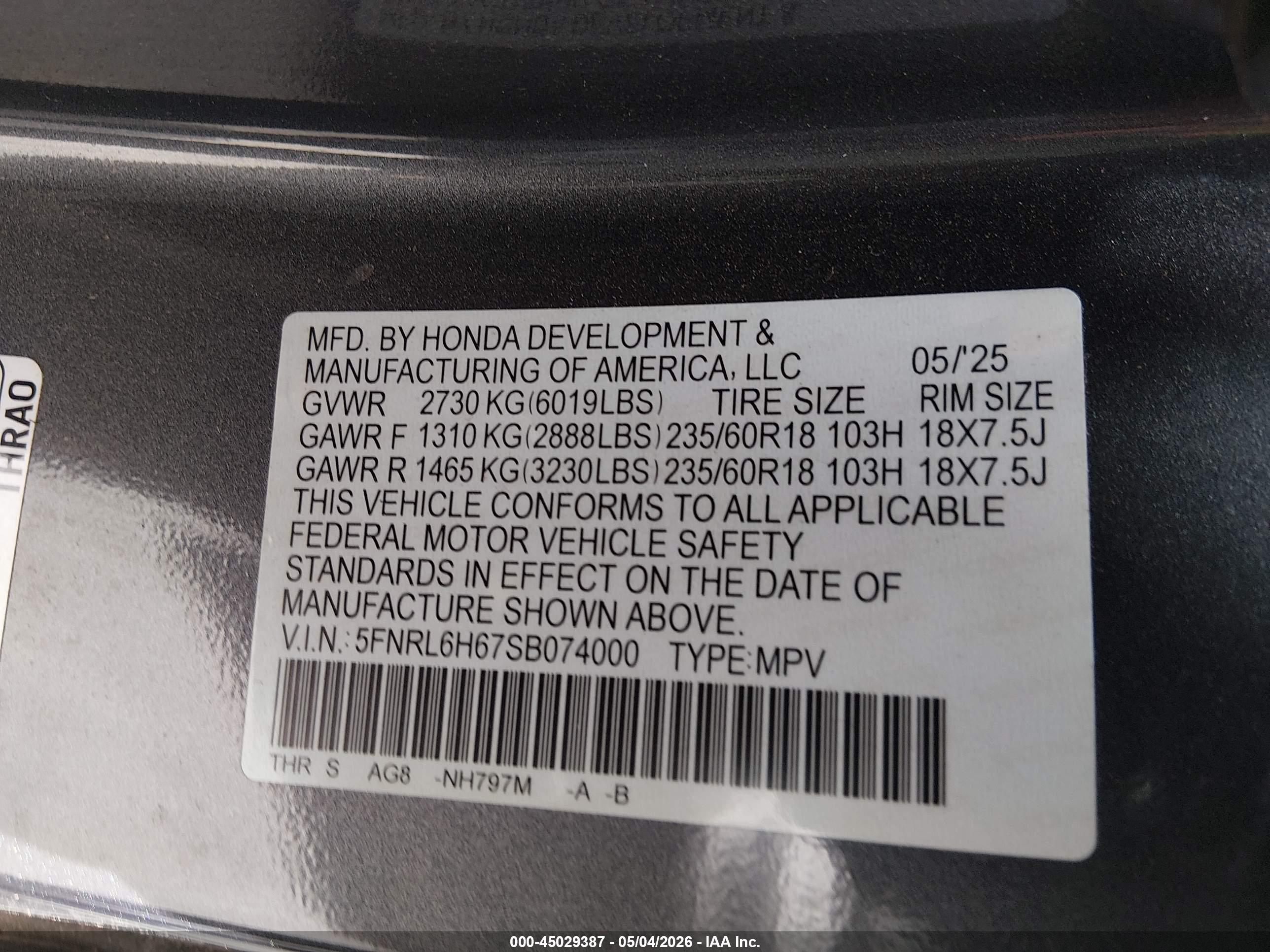 HONDA ODYSSEY image 9