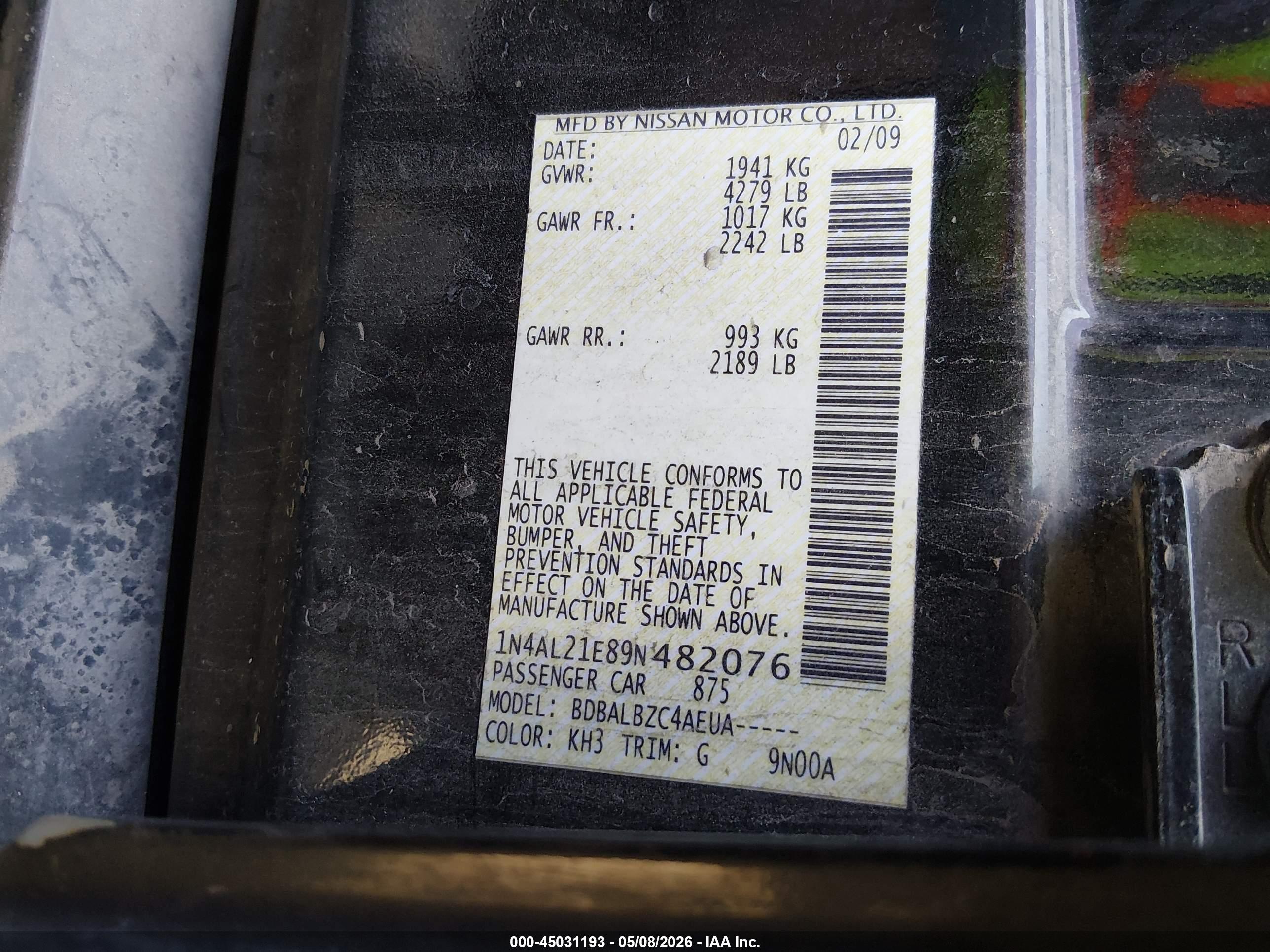 NISSAN ALTIMA image 9