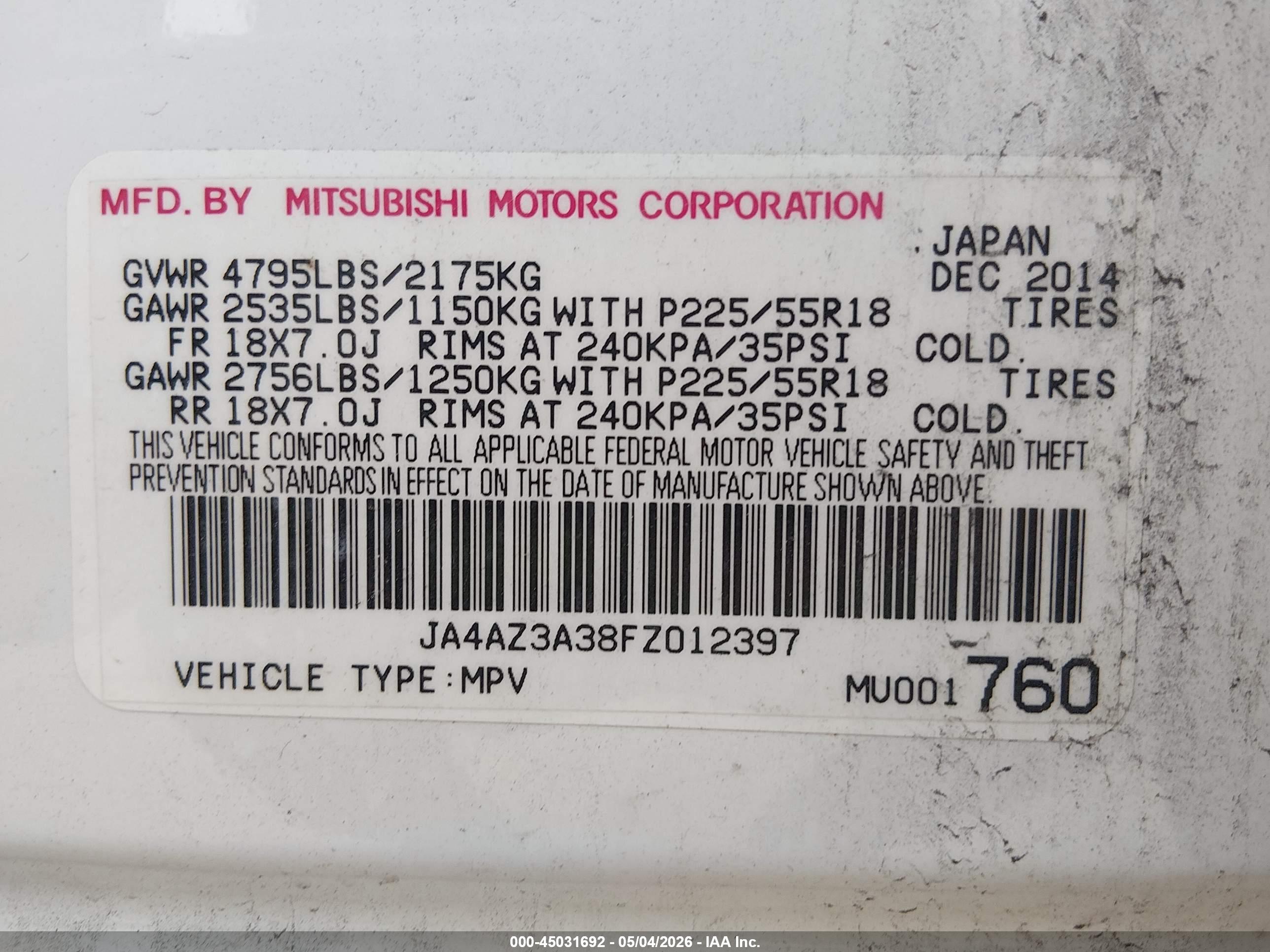 MITSUBISHI OUTLANDER image 9