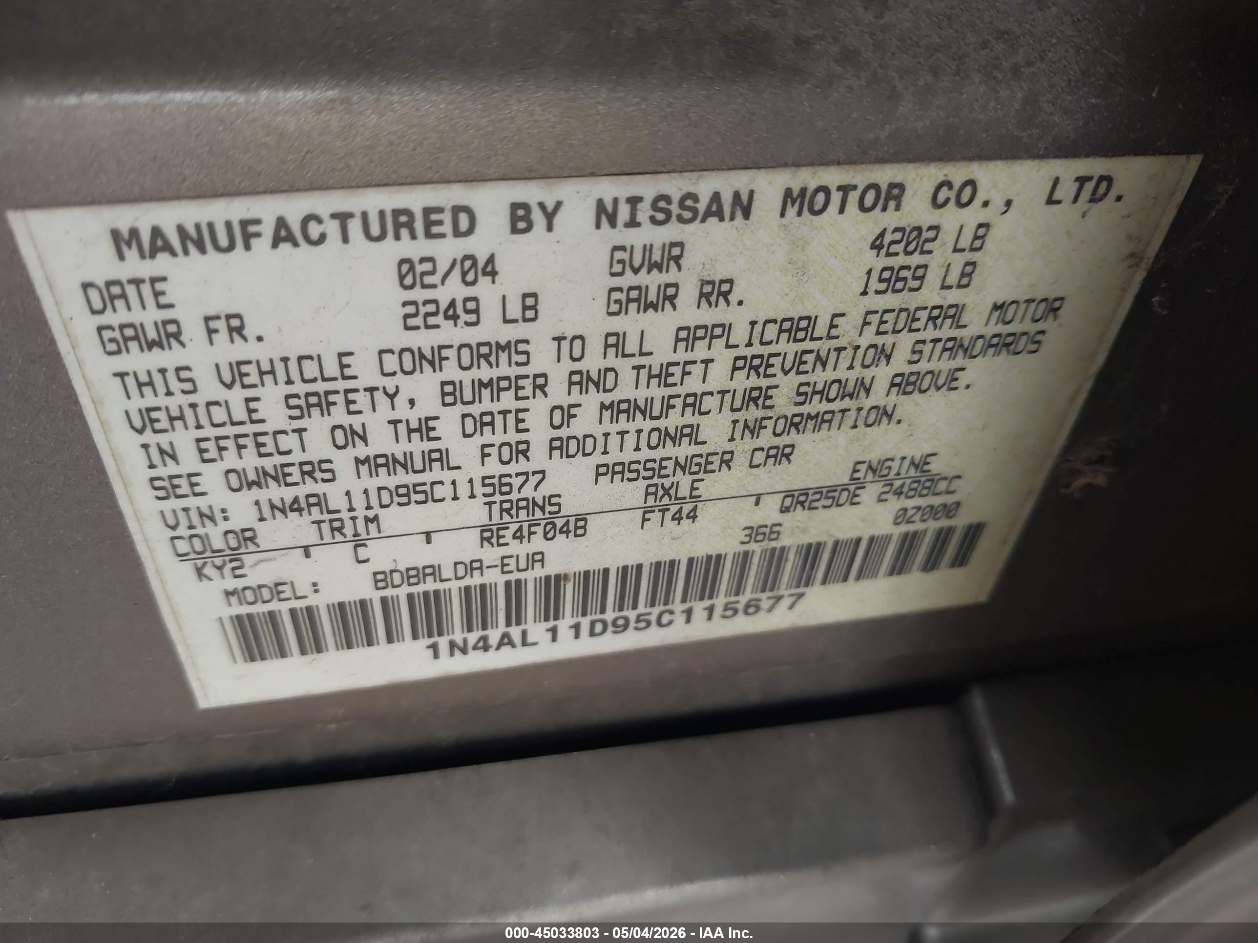 NISSAN ALTIMA image 9