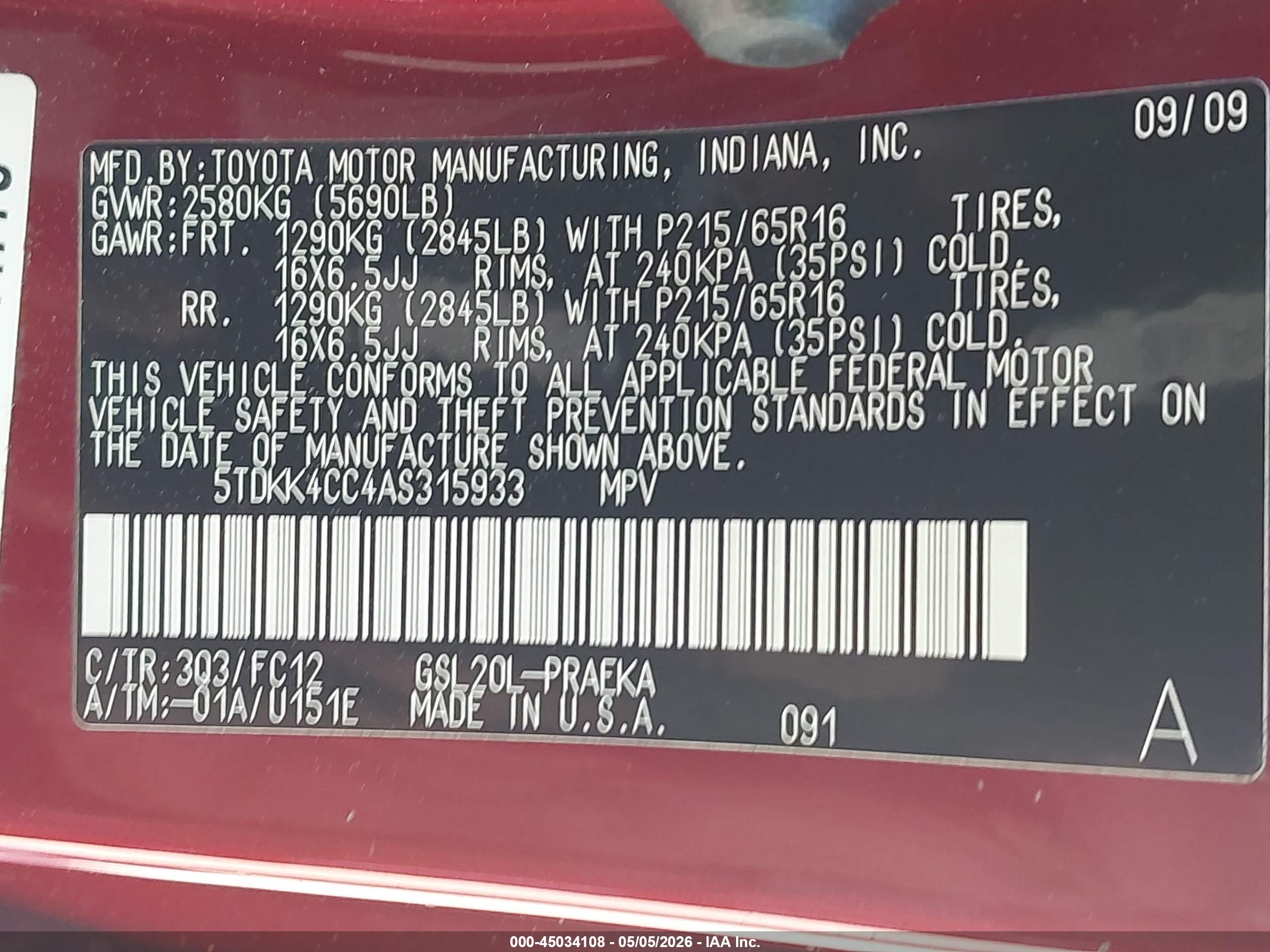 TOYOTA SIENNA image 9
