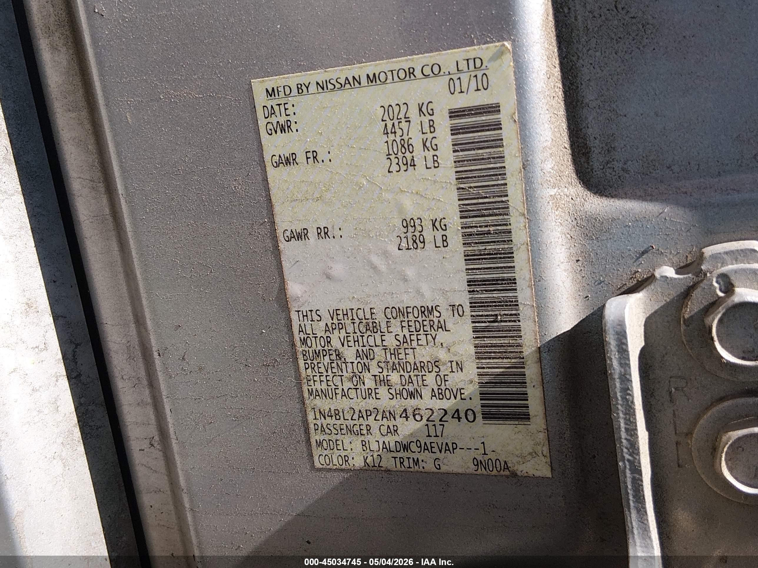 NISSAN ALTIMA image 9