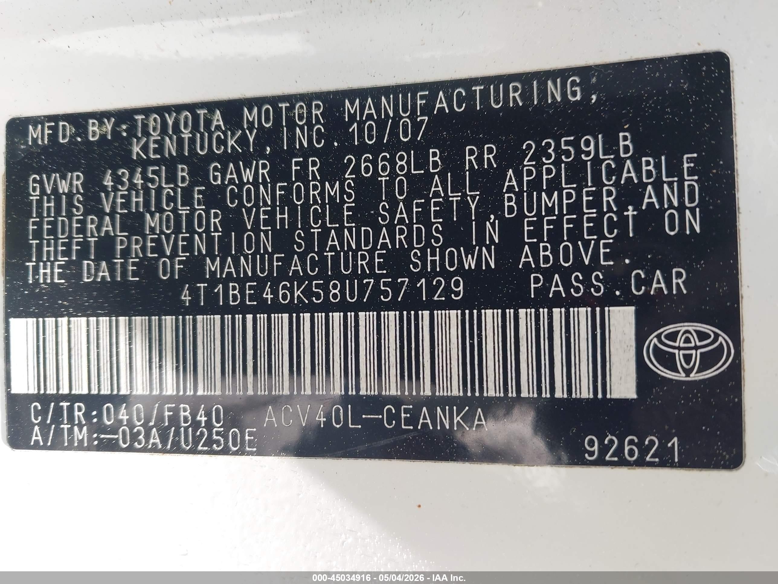 TOYOTA CAMRY image 9