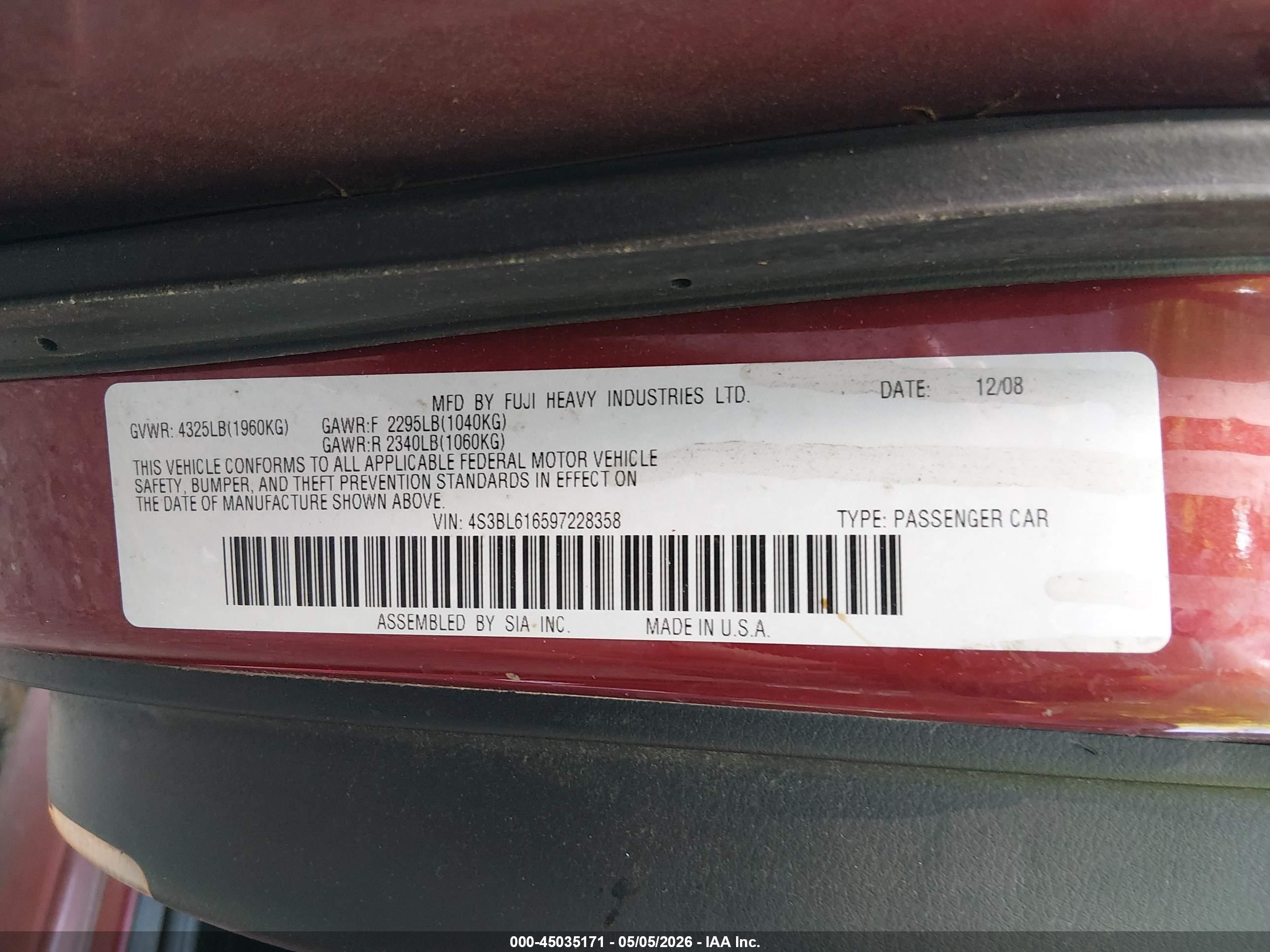 SUBARU LEGACY image 9