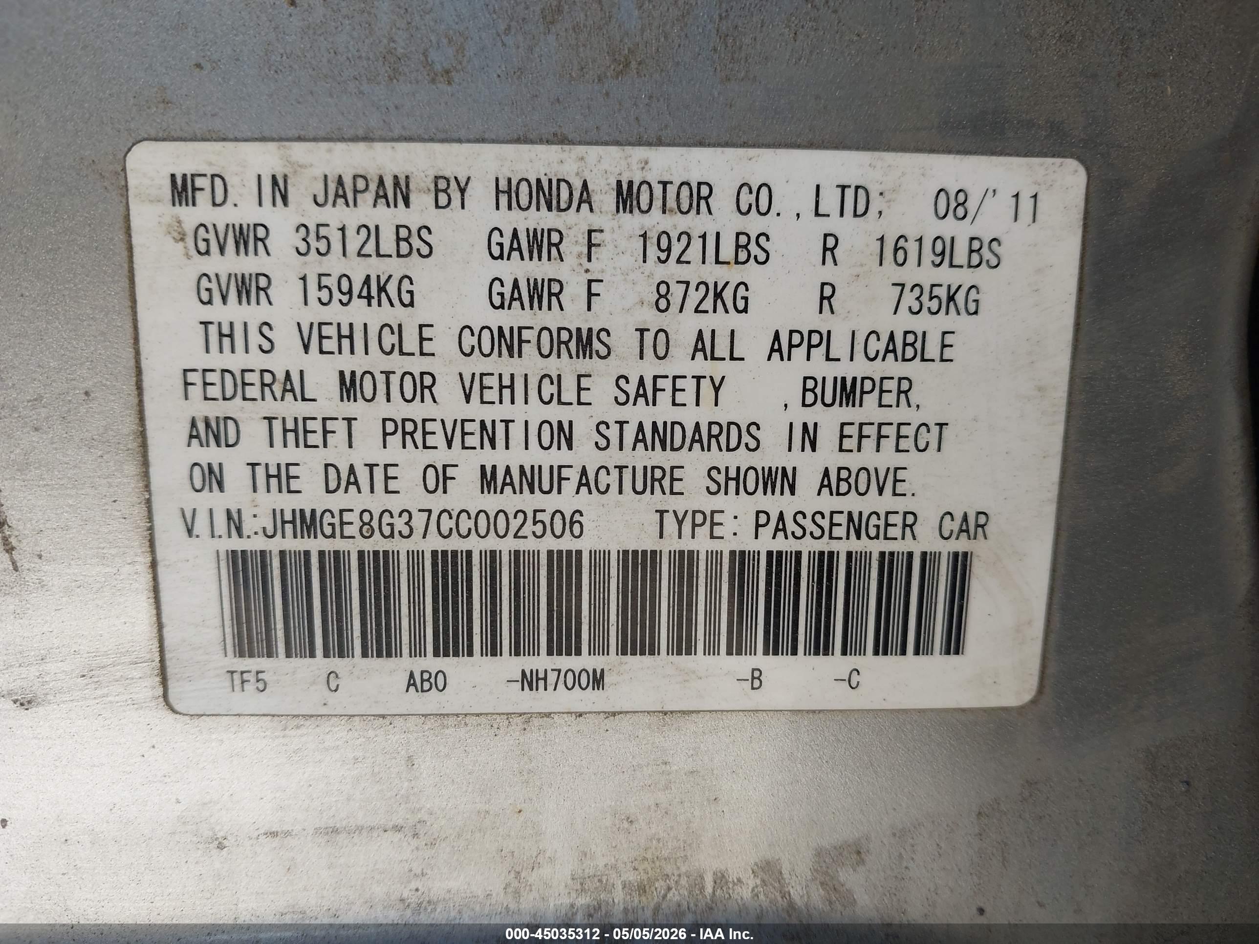 HONDA FIT image 9