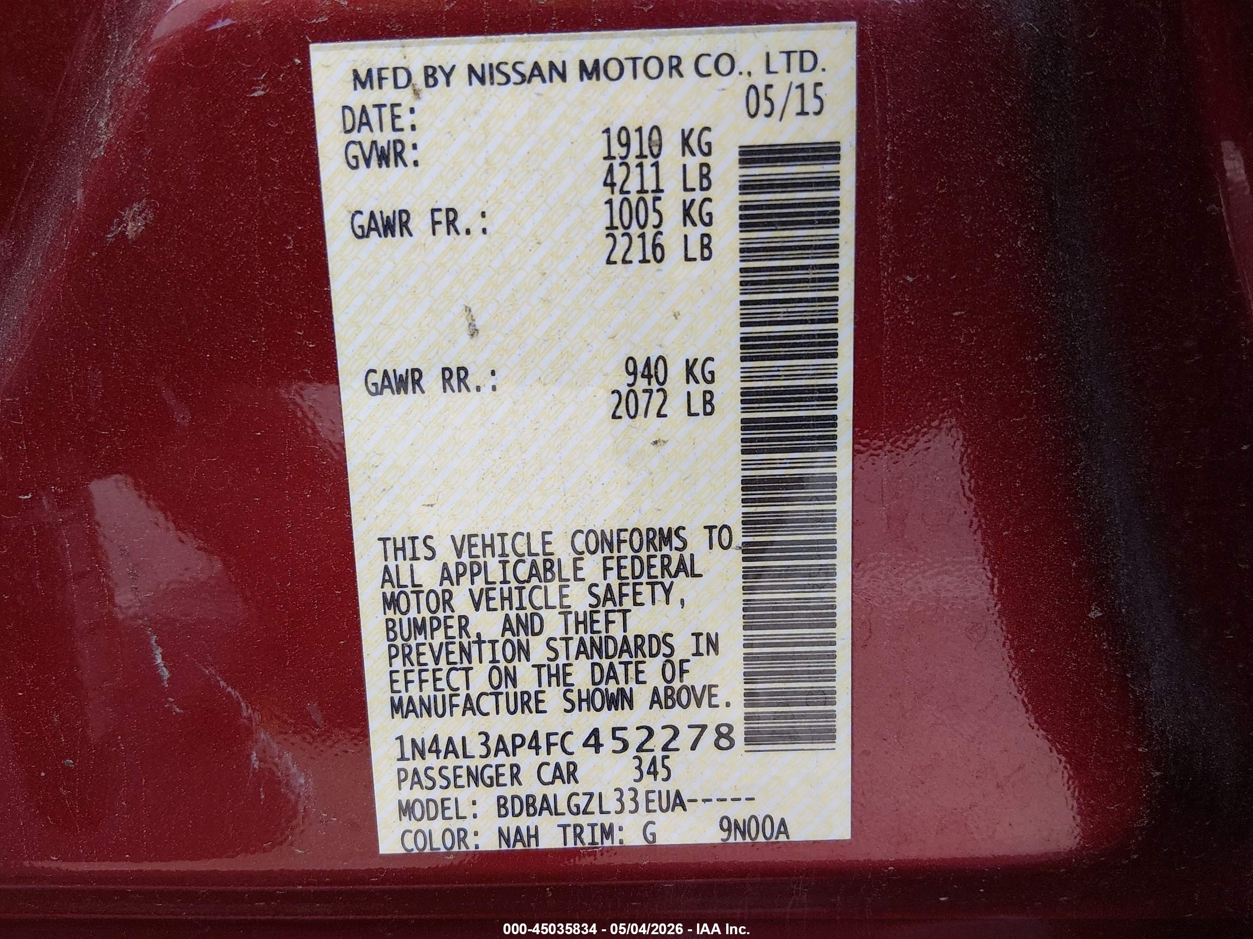 NISSAN ALTIMA image 9
