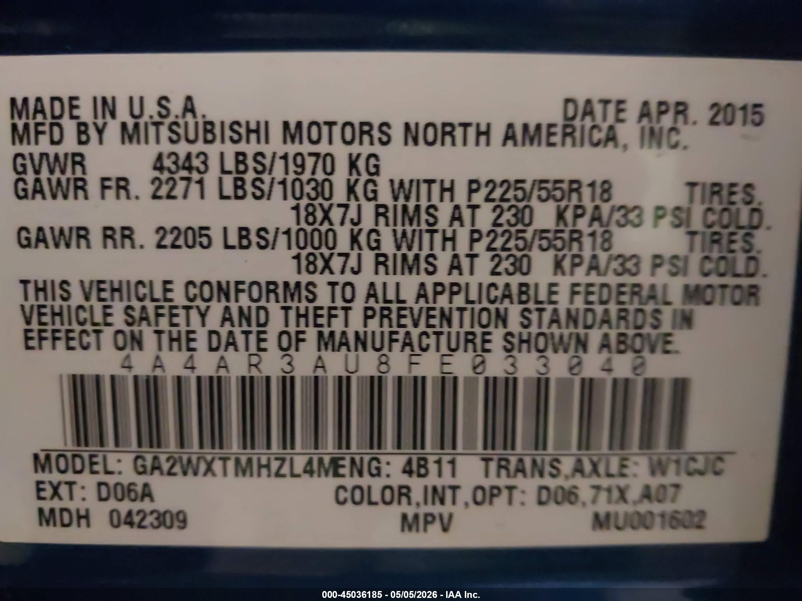 MITSUBISHI OUTLANDER image 9