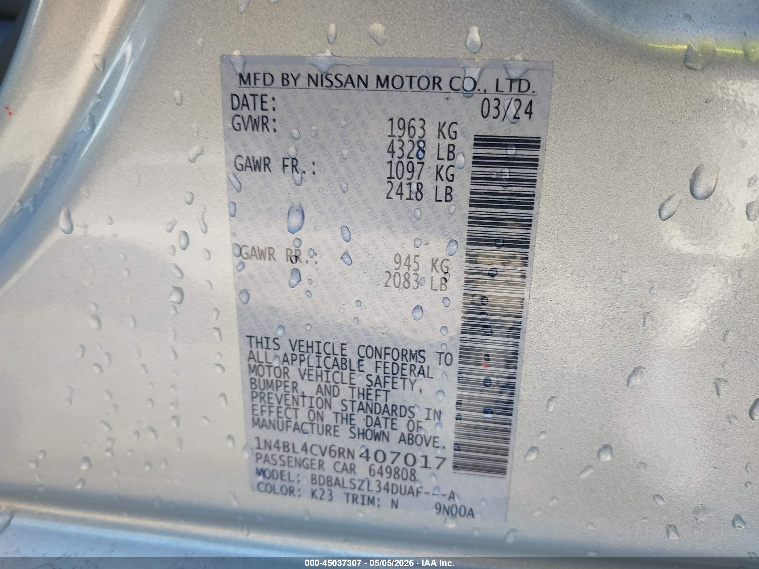 NISSAN ALTIMA image 9