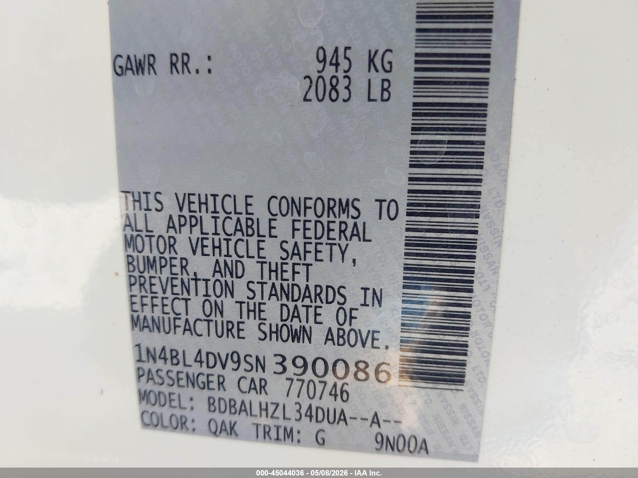 NISSAN ALTIMA image 9