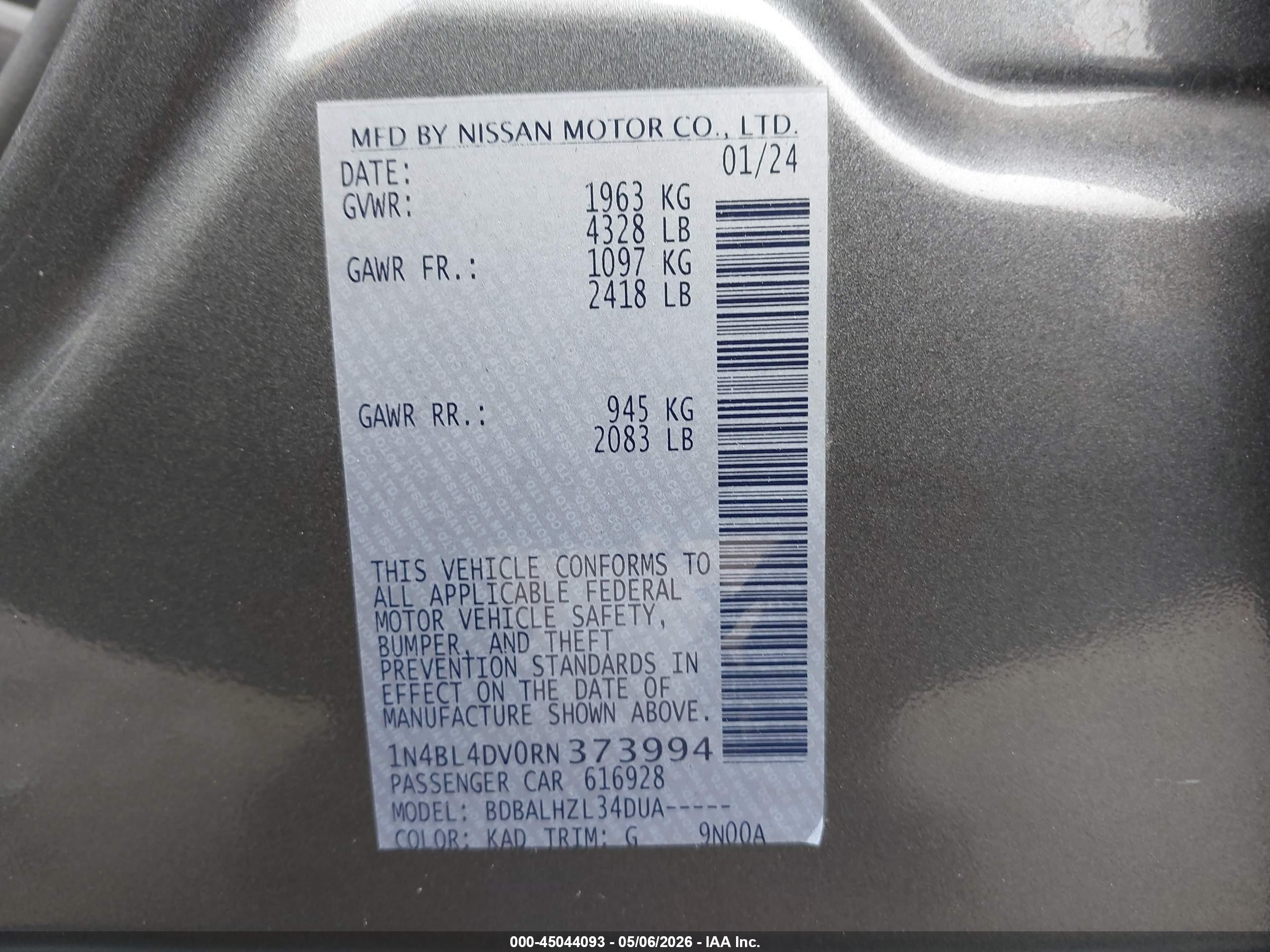 NISSAN ALTIMA image 9