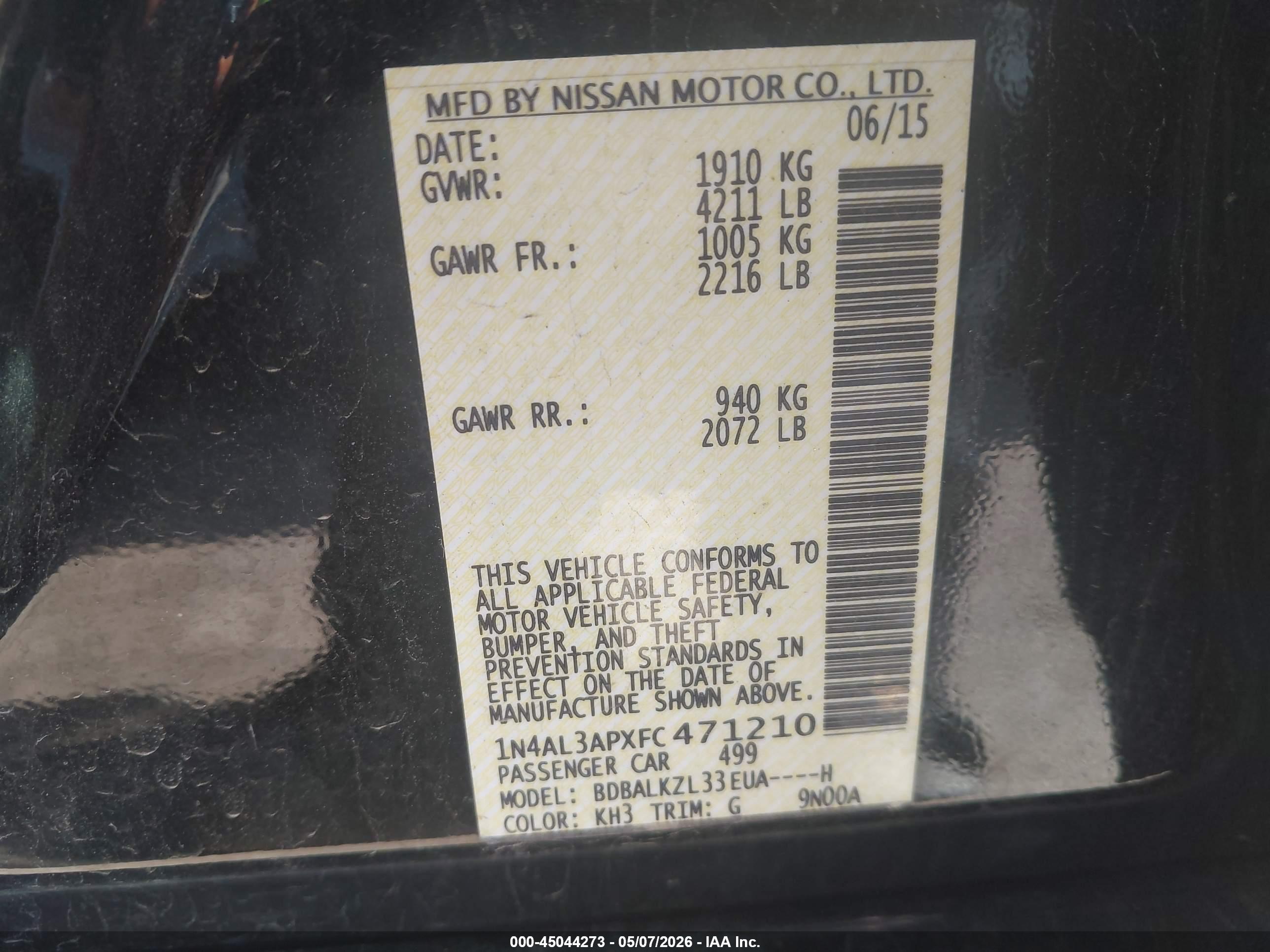 NISSAN ALTIMA image 9