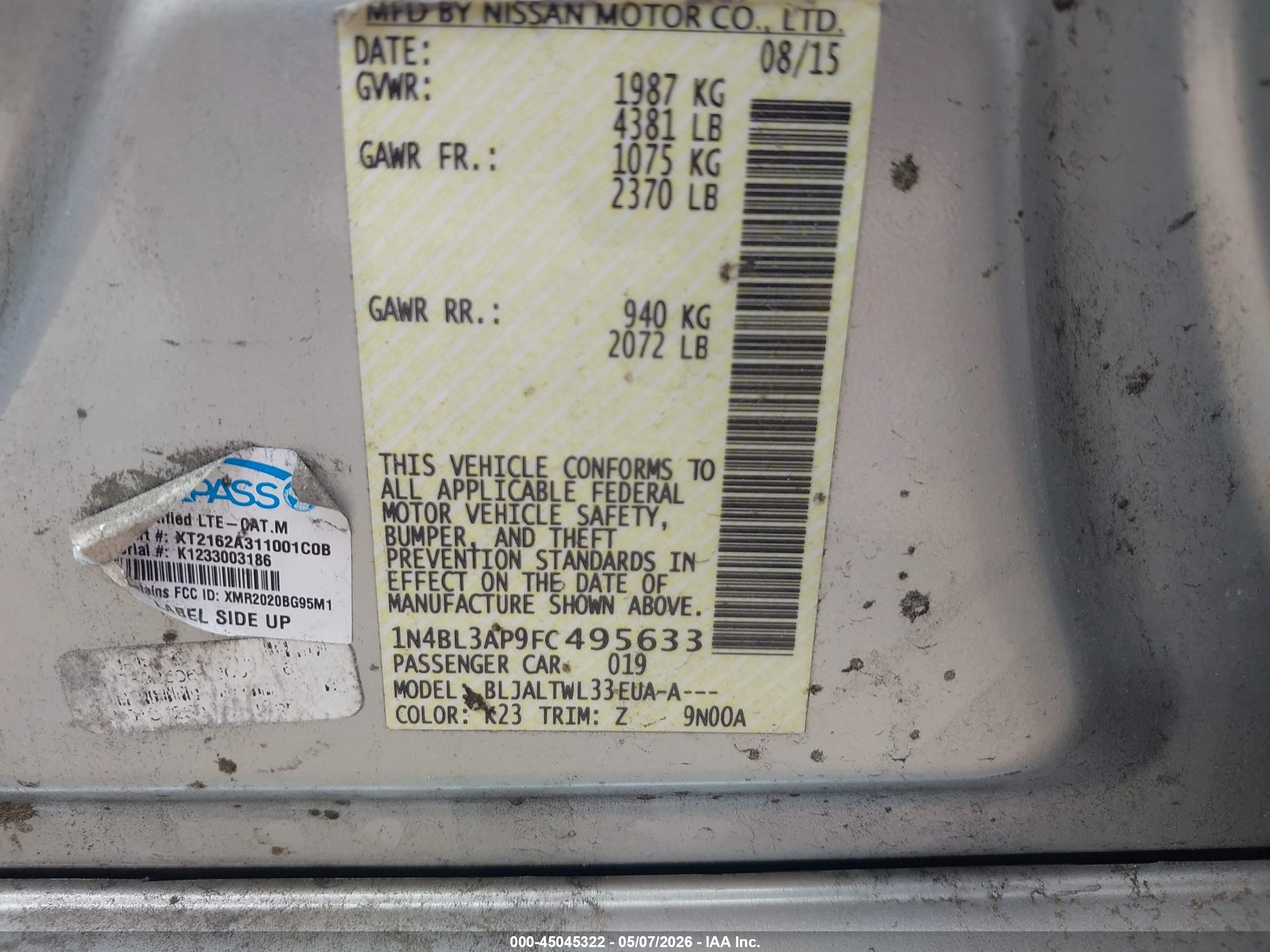 NISSAN ALTIMA image 9