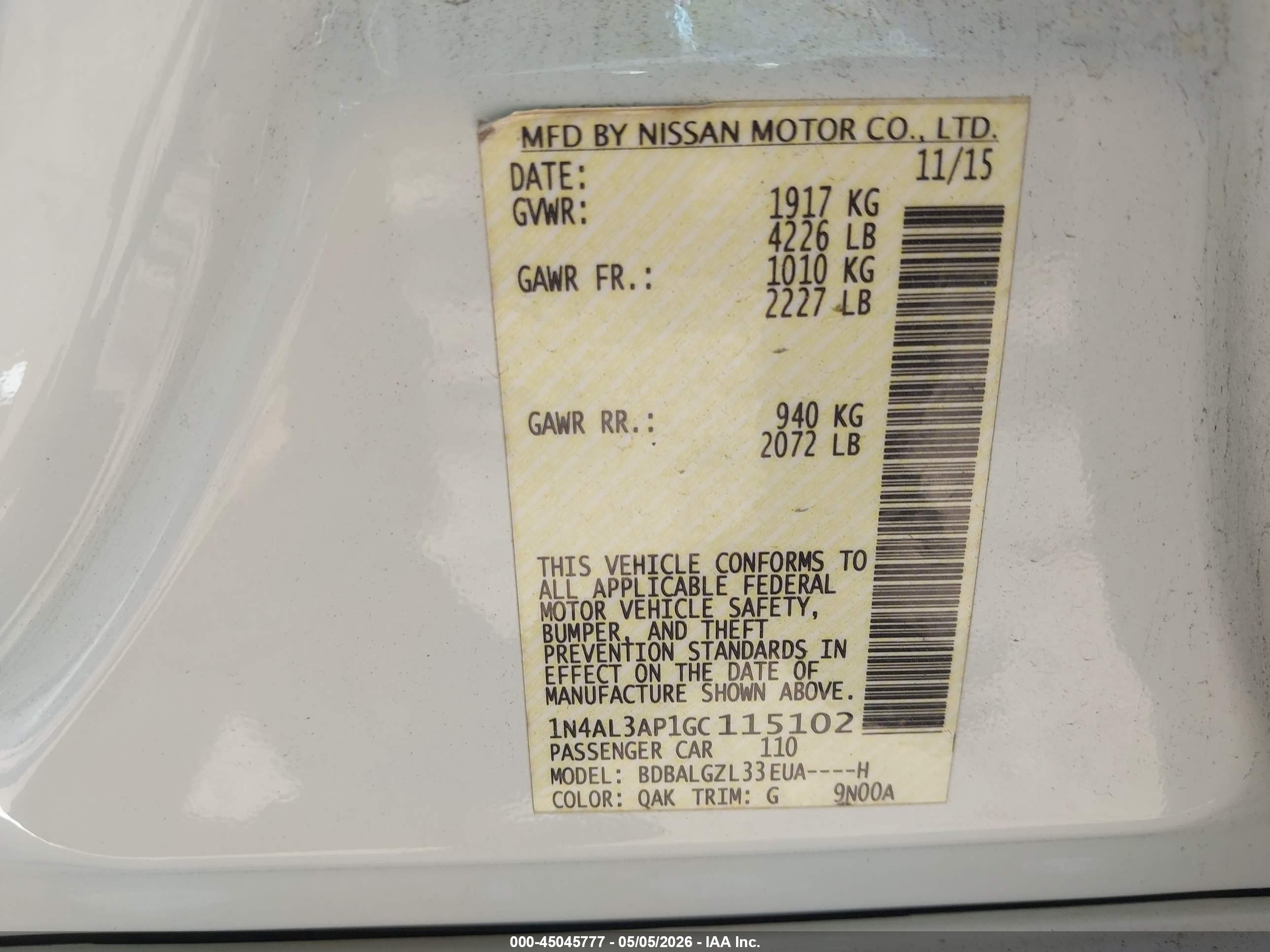 NISSAN ALTIMA image 9