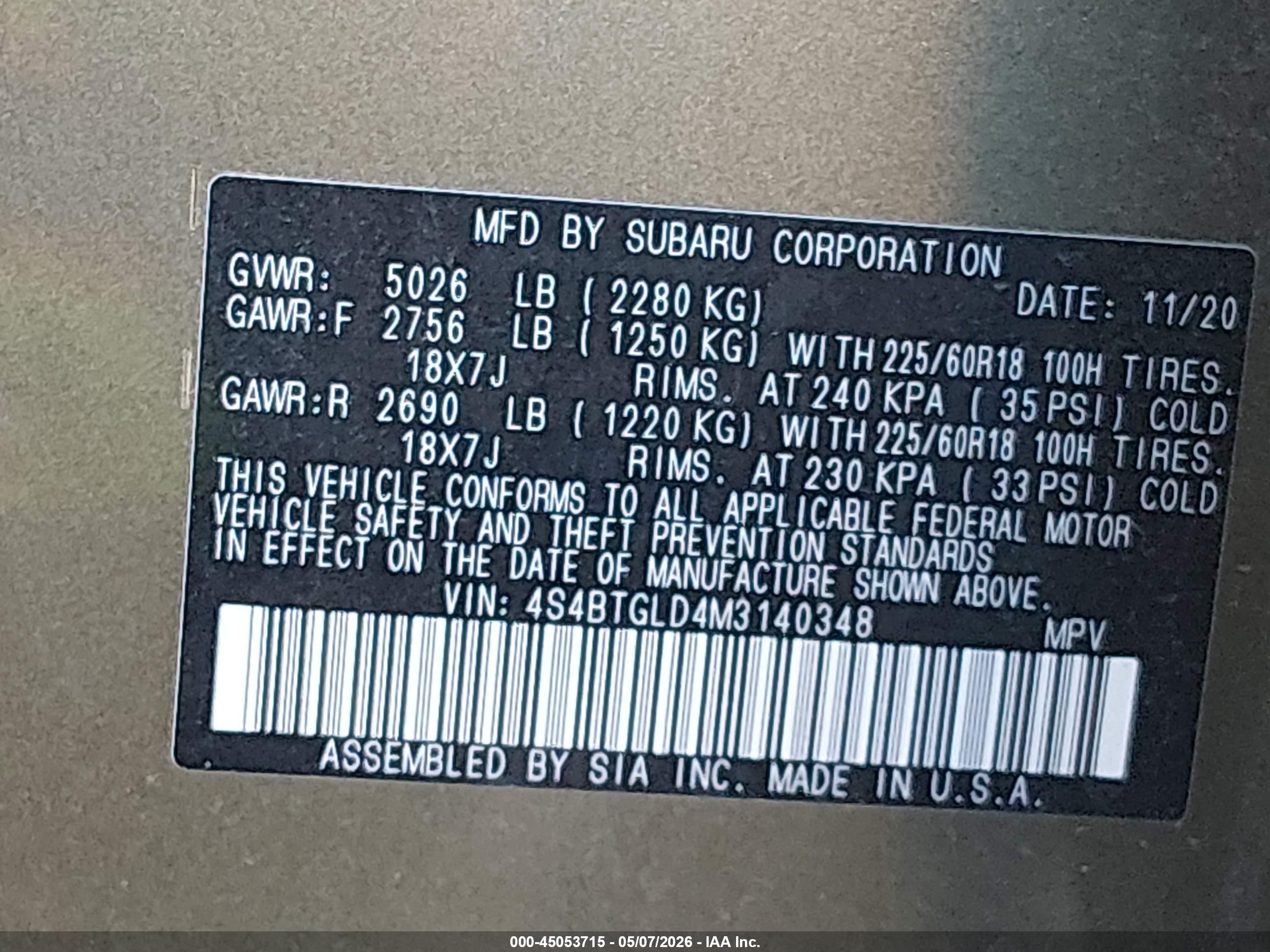 SUBARU OUTBACK image 9