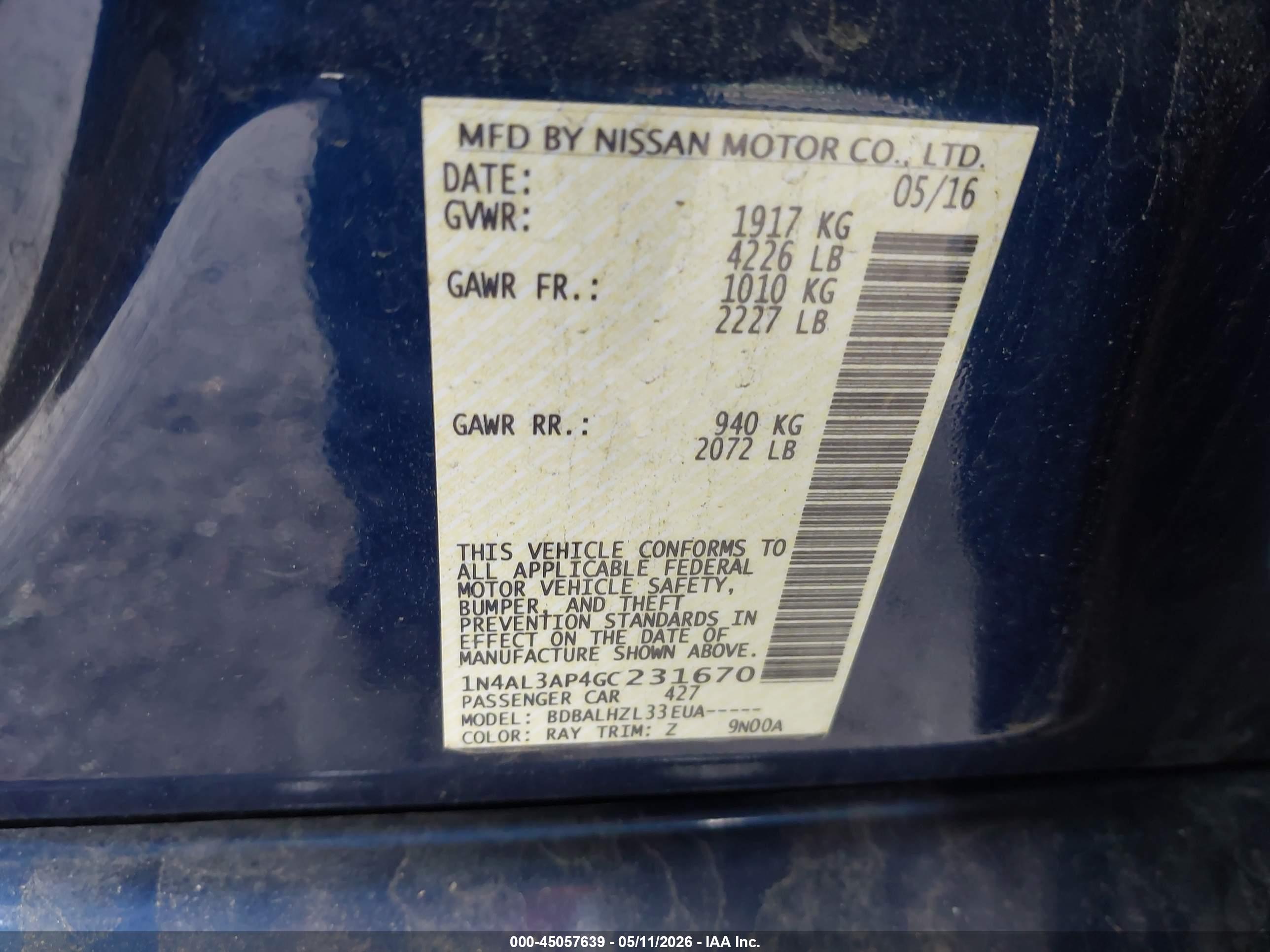 NISSAN ALTIMA image 9
