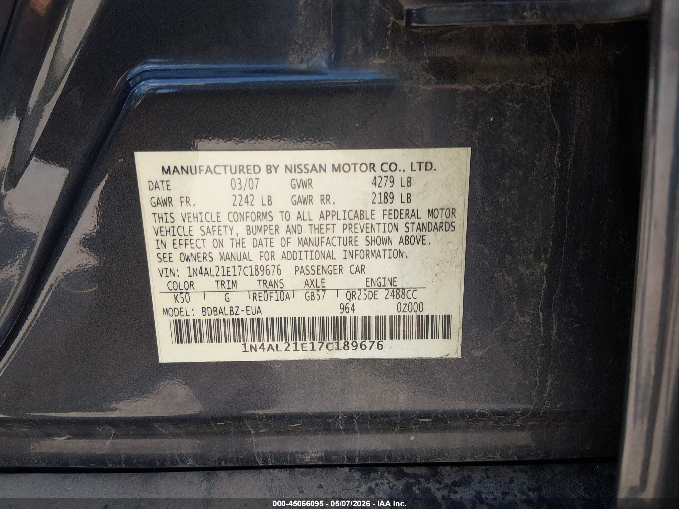 NISSAN ALTIMA image 9