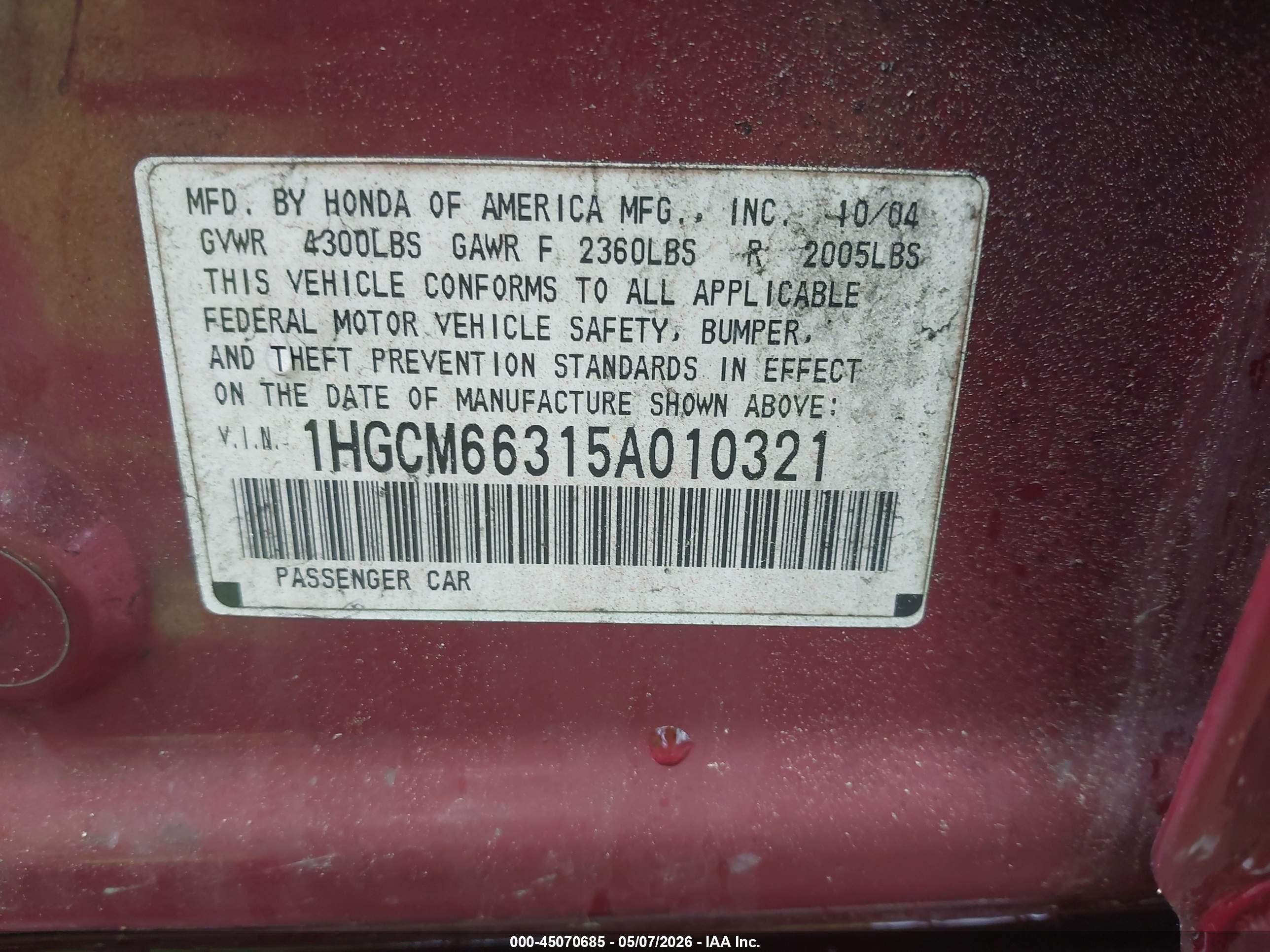 HONDA ACCORD image 9
