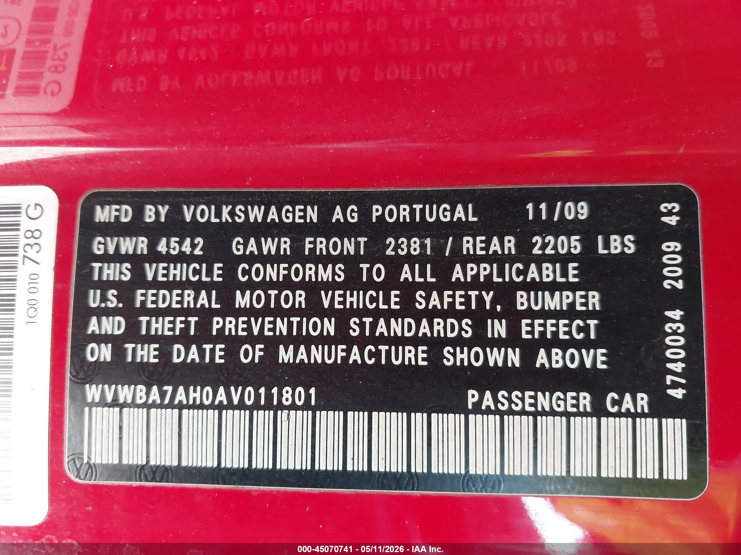 VOLKSWAGEN EOS image 9