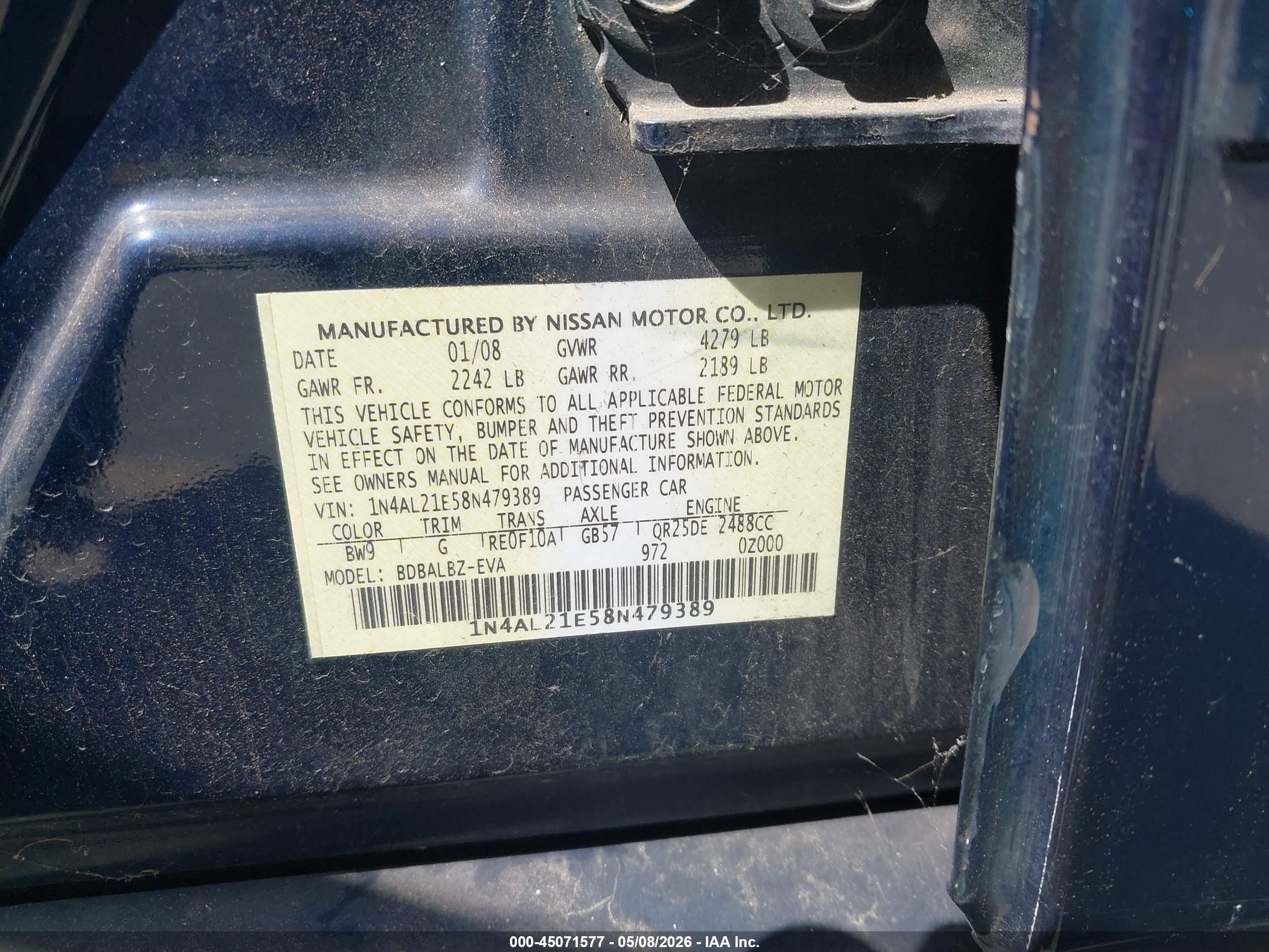 NISSAN ALTIMA image 9
