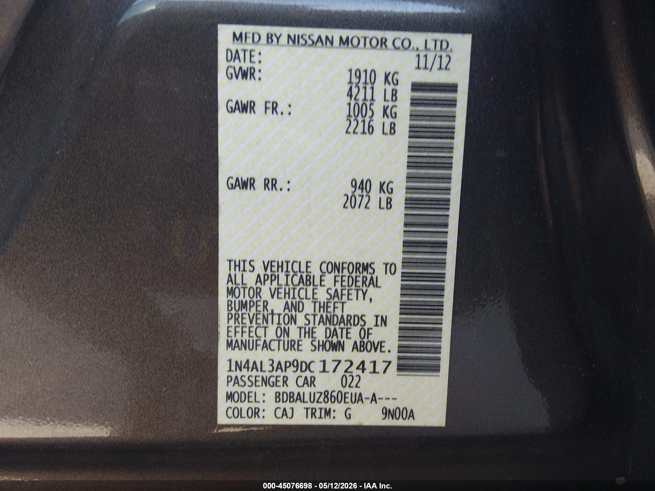 NISSAN ALTIMA image 9