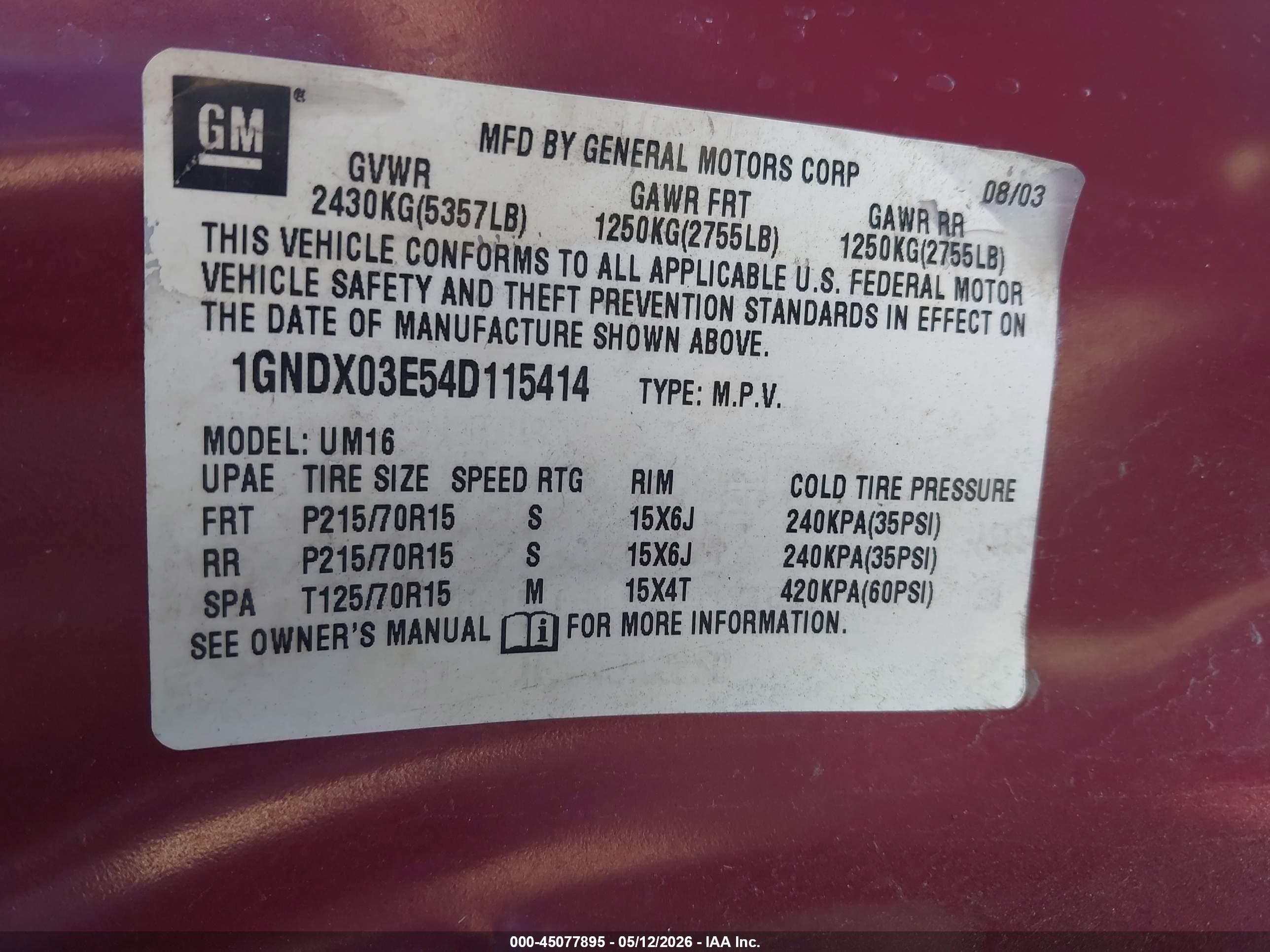 CHEVROLET VENTURE image 9