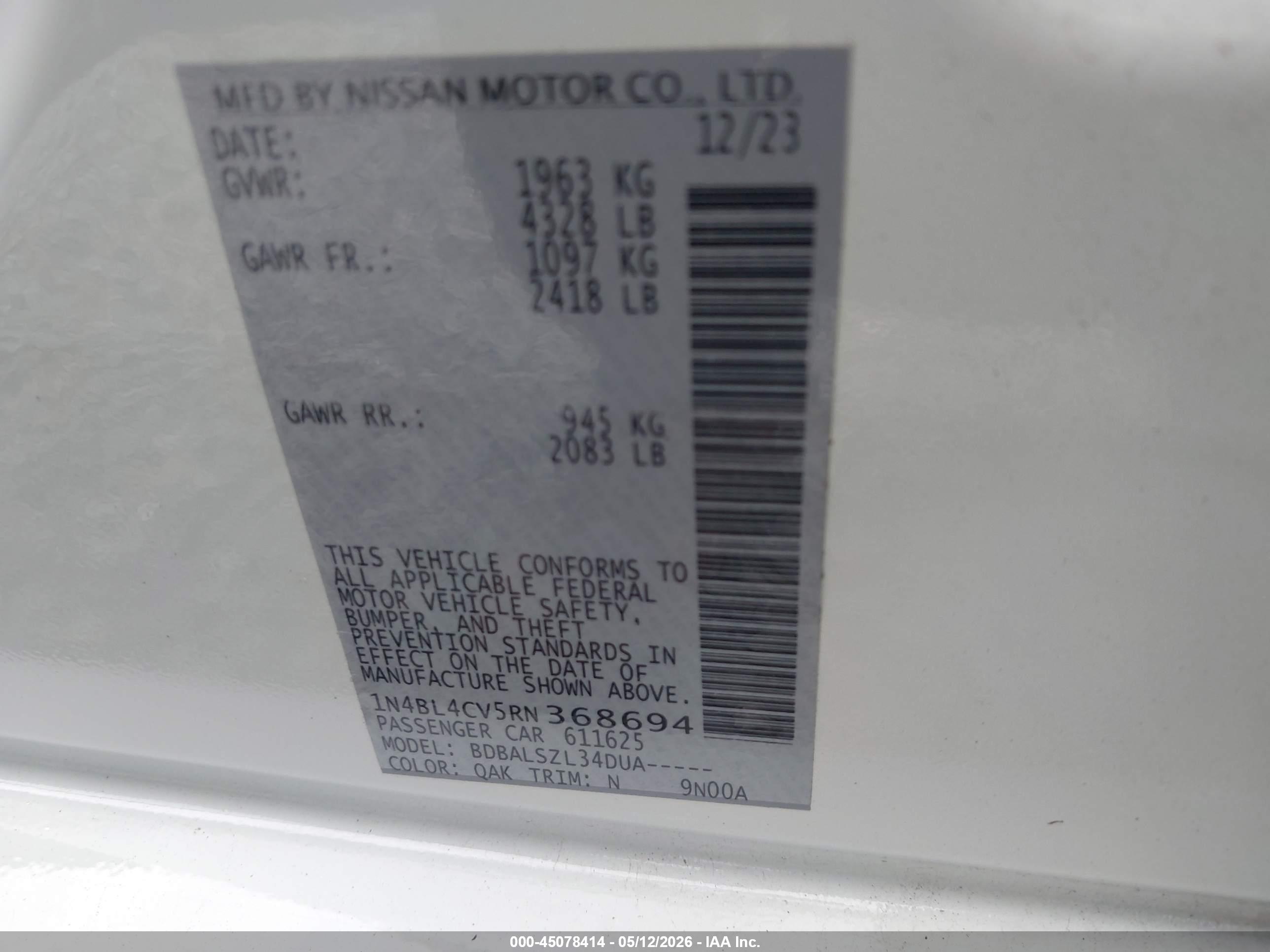 NISSAN ALTIMA image 9