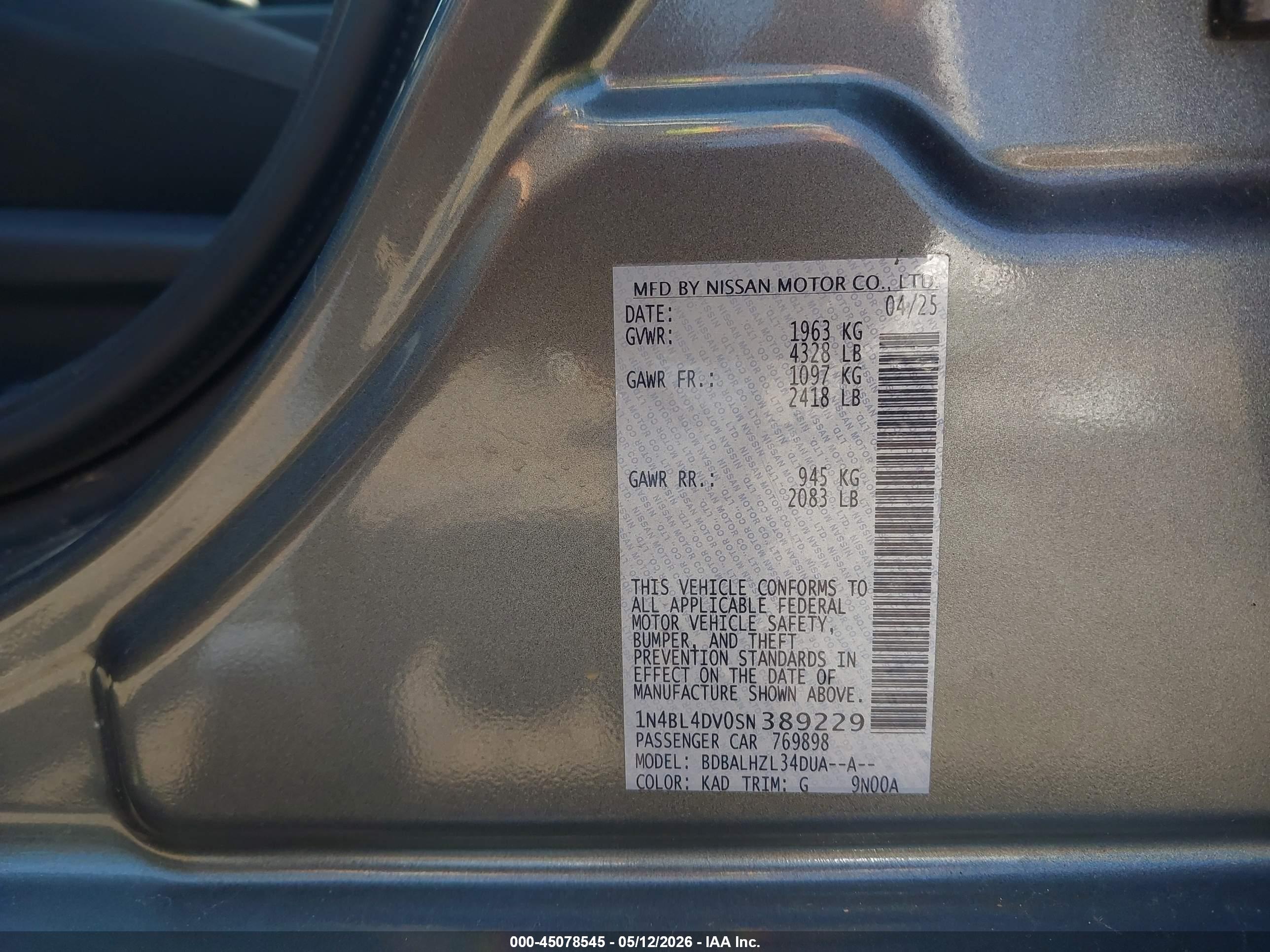 NISSAN ALTIMA image 9