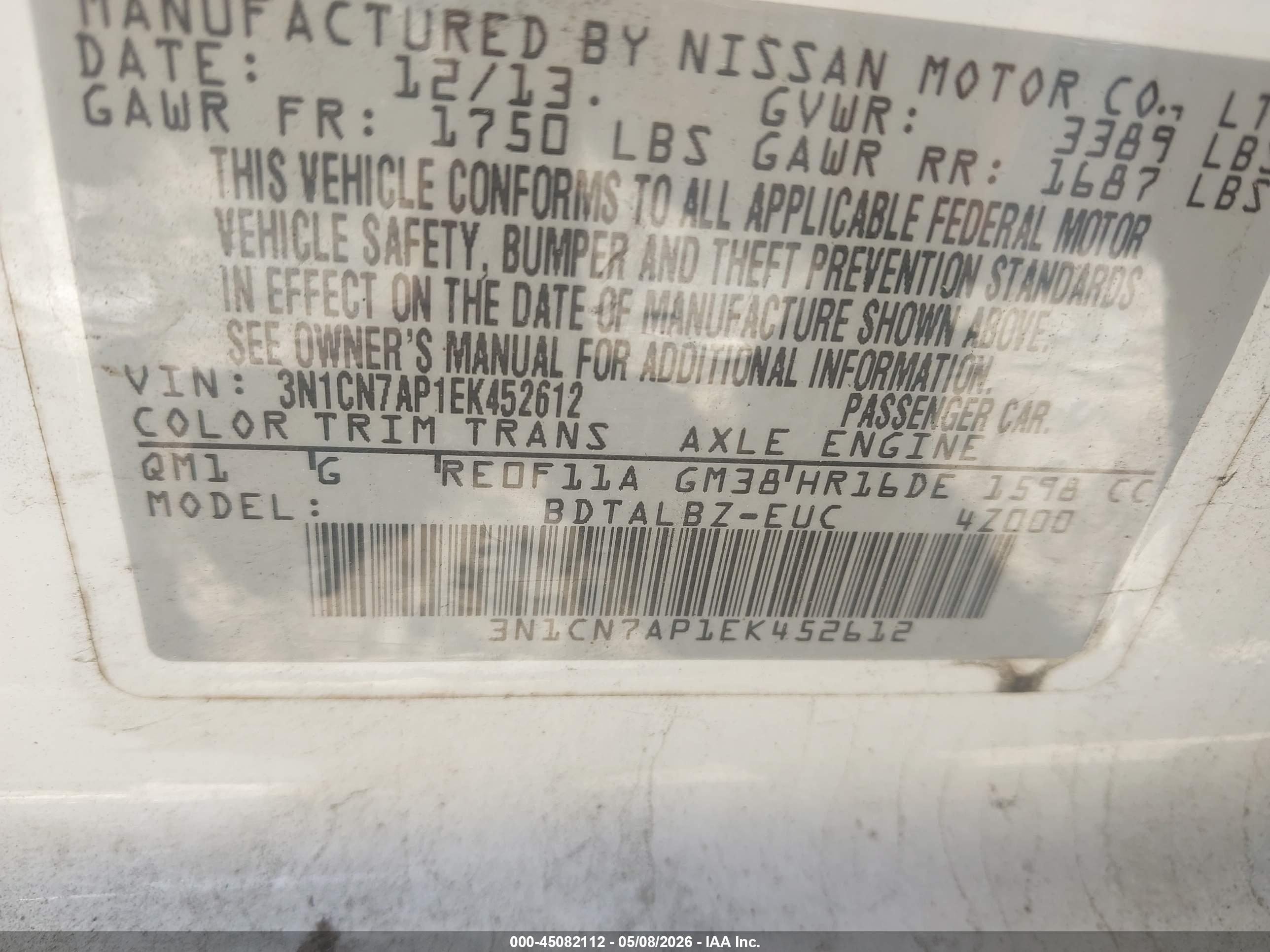 NISSAN VERSA image 9