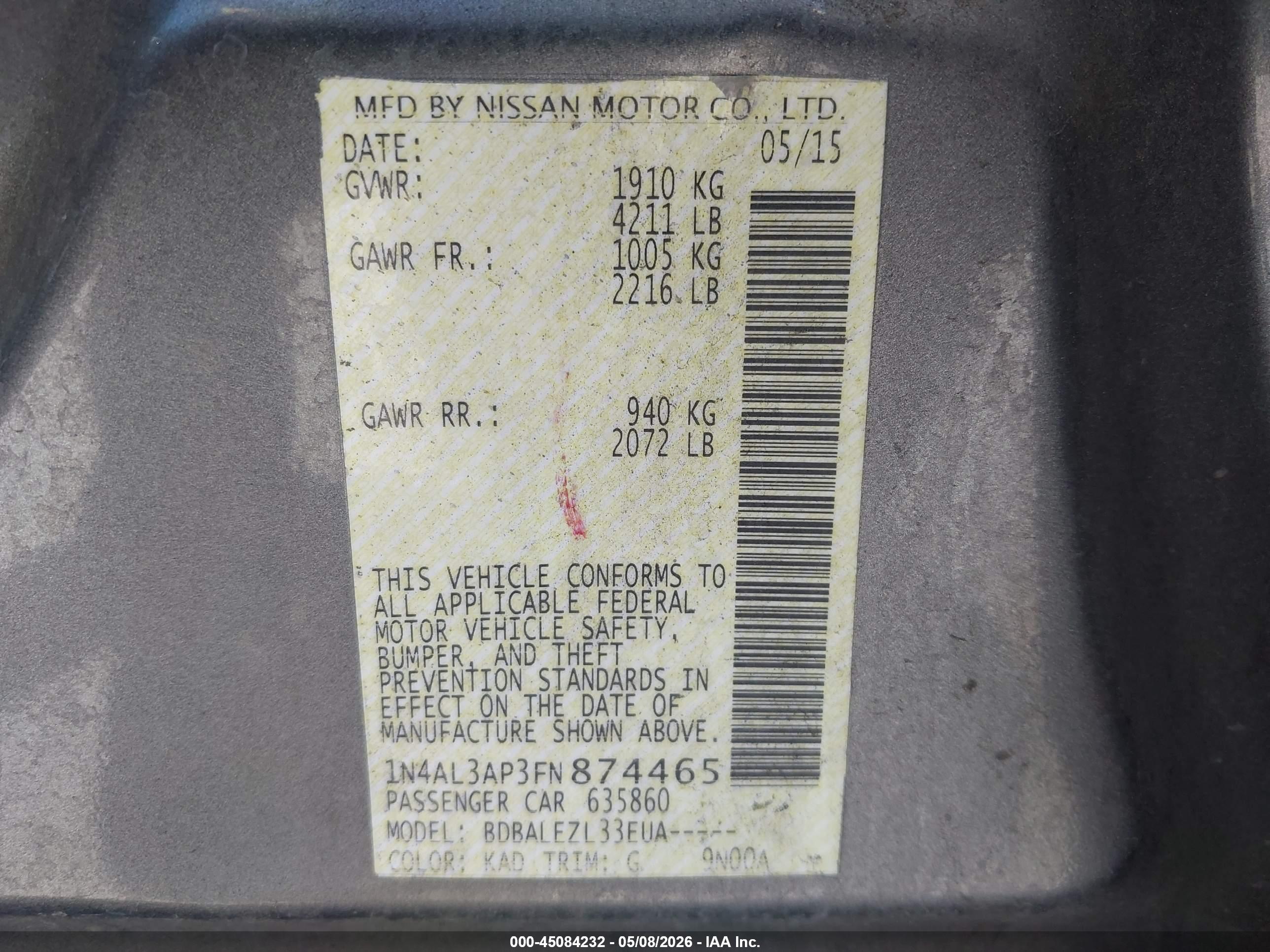 NISSAN ALTIMA image 9