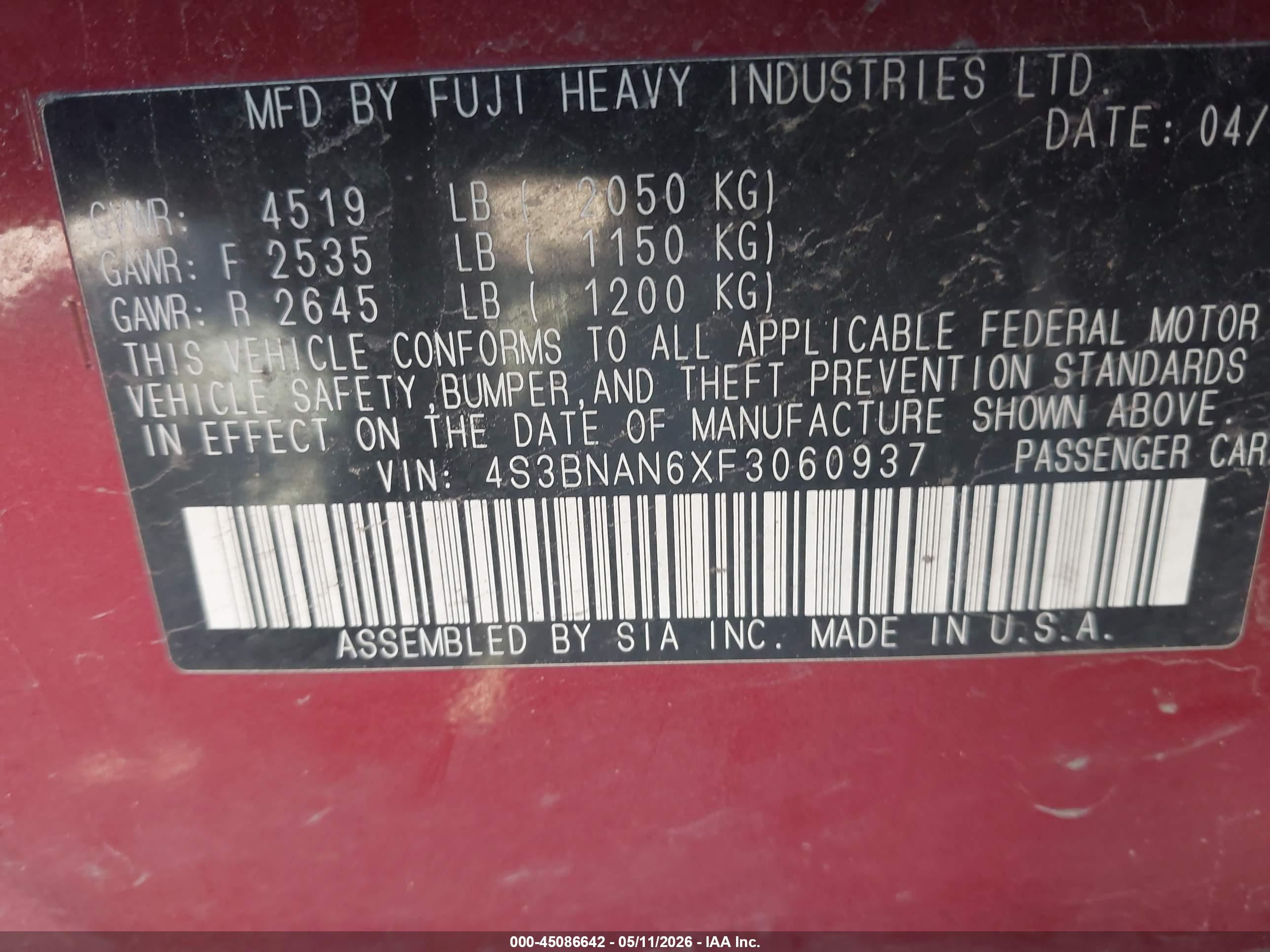 SUBARU LEGACY image 9